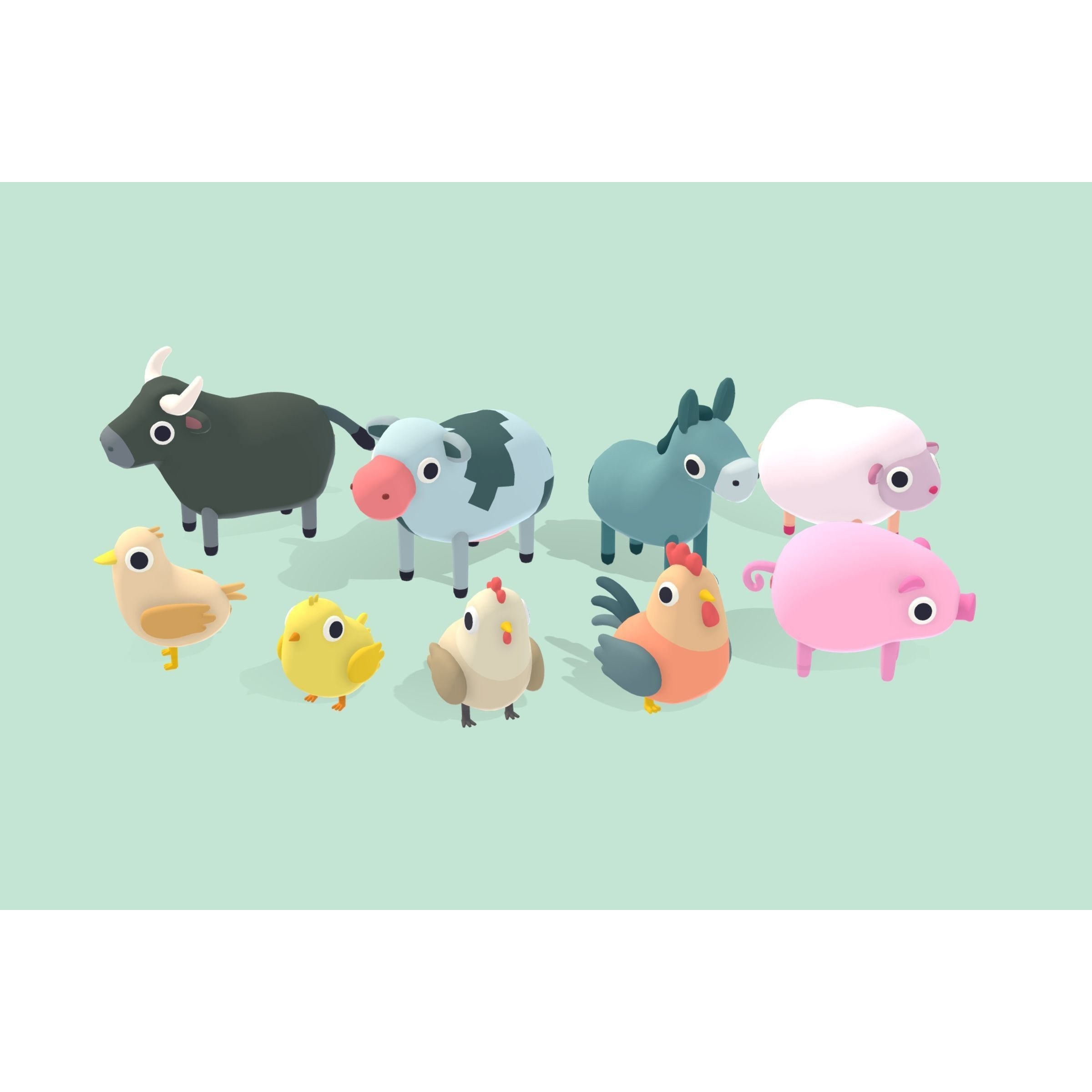 Quirky Series - Animals Mega Pack Vol 1 Low-poly 3D model 2