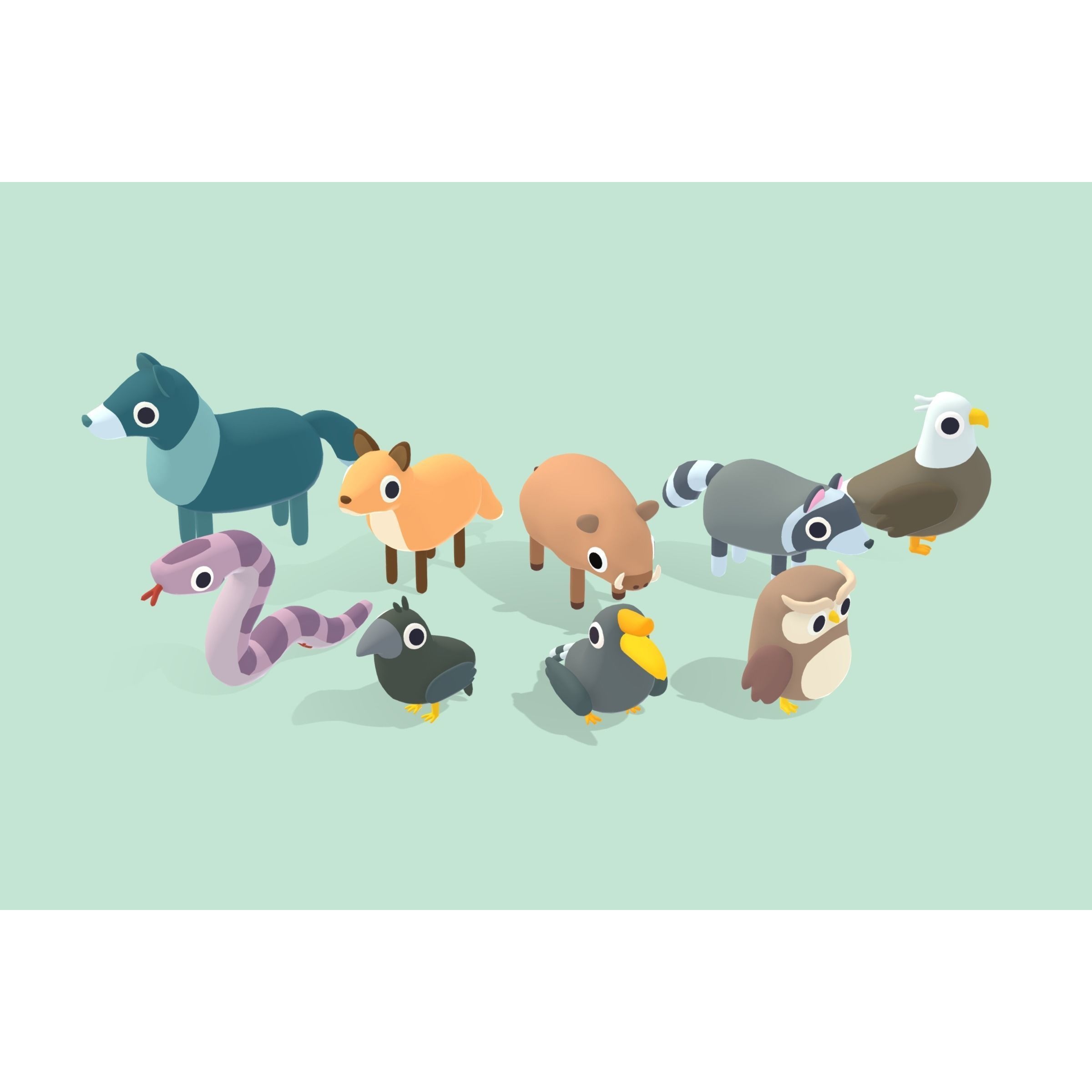 Quirky Series - Animals Mega Pack Vol 1 Low-poly 3D model 3