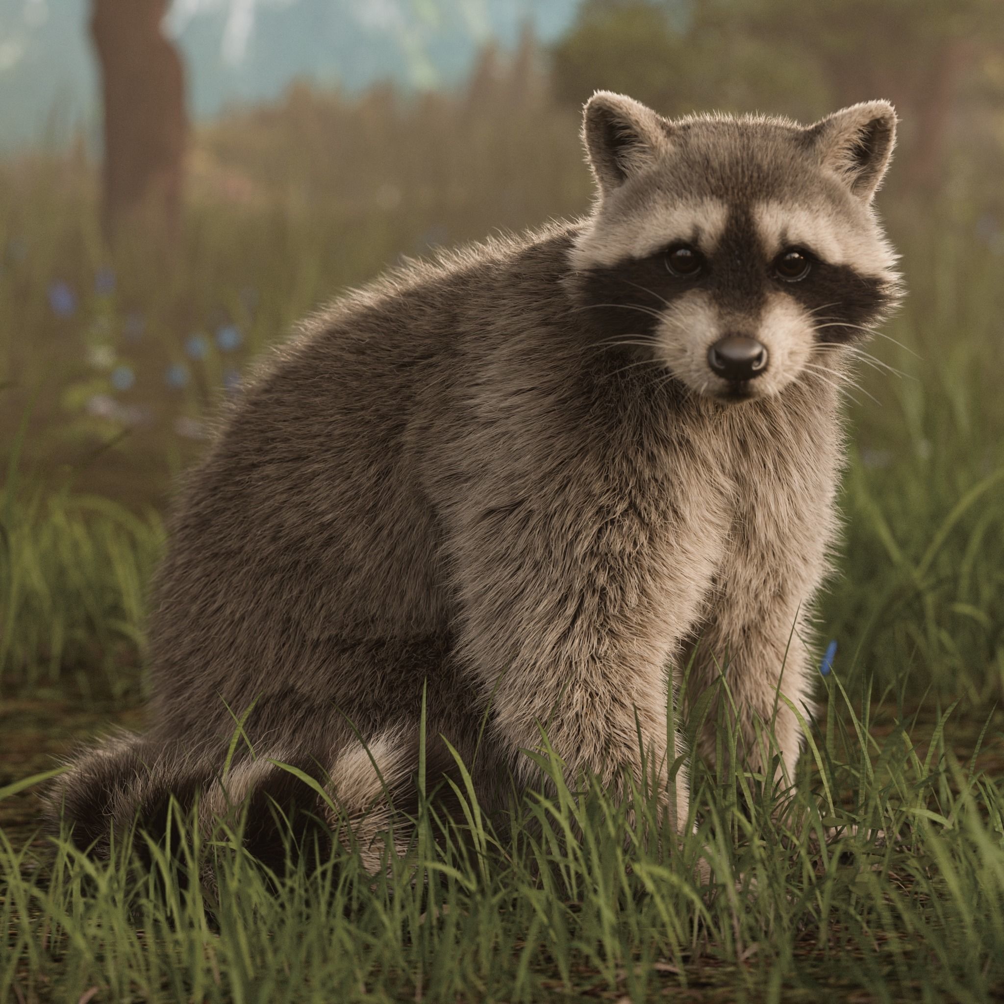 Raccoon Rigged Animated 3D model 3