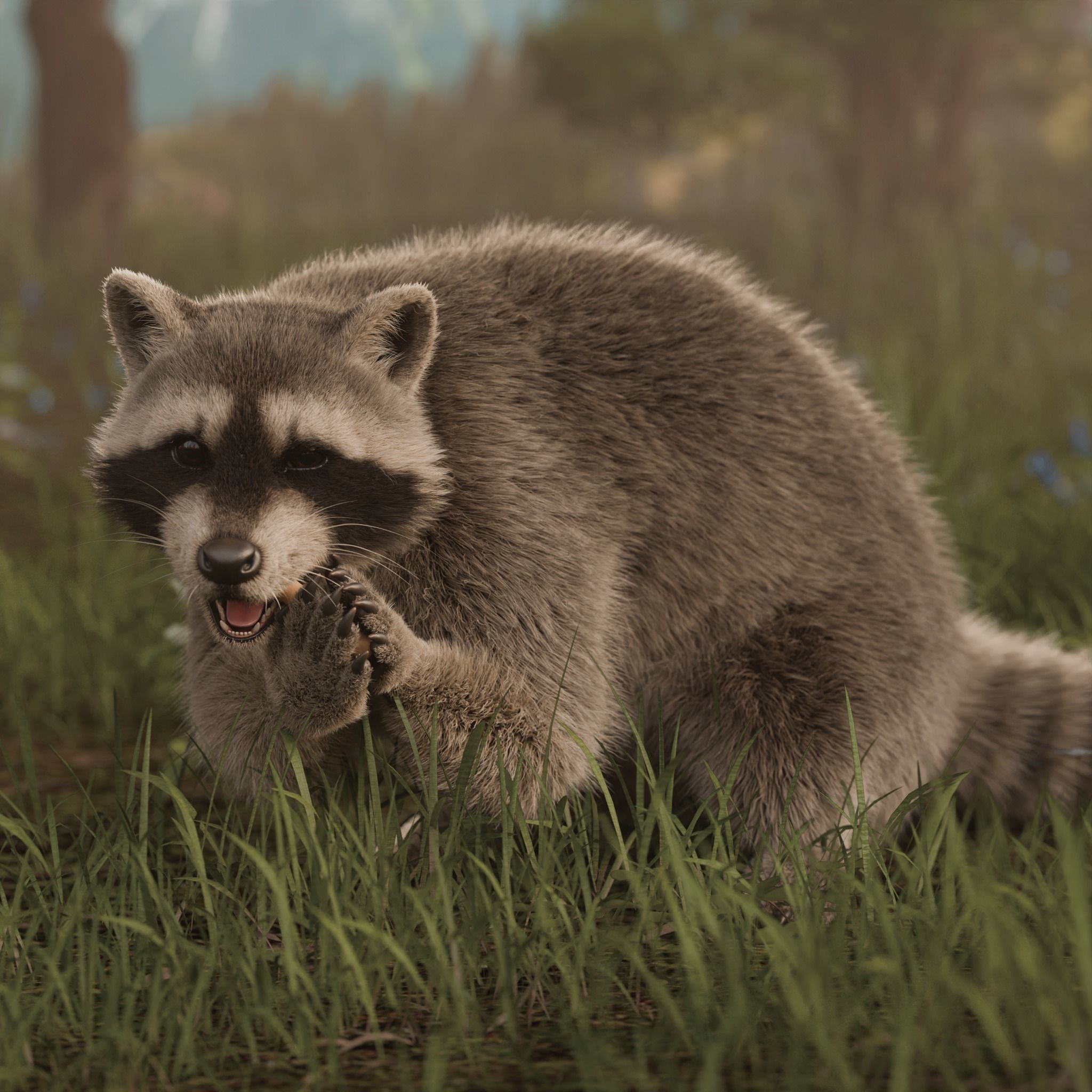 Raccoon Rigged Animated 3D model 4