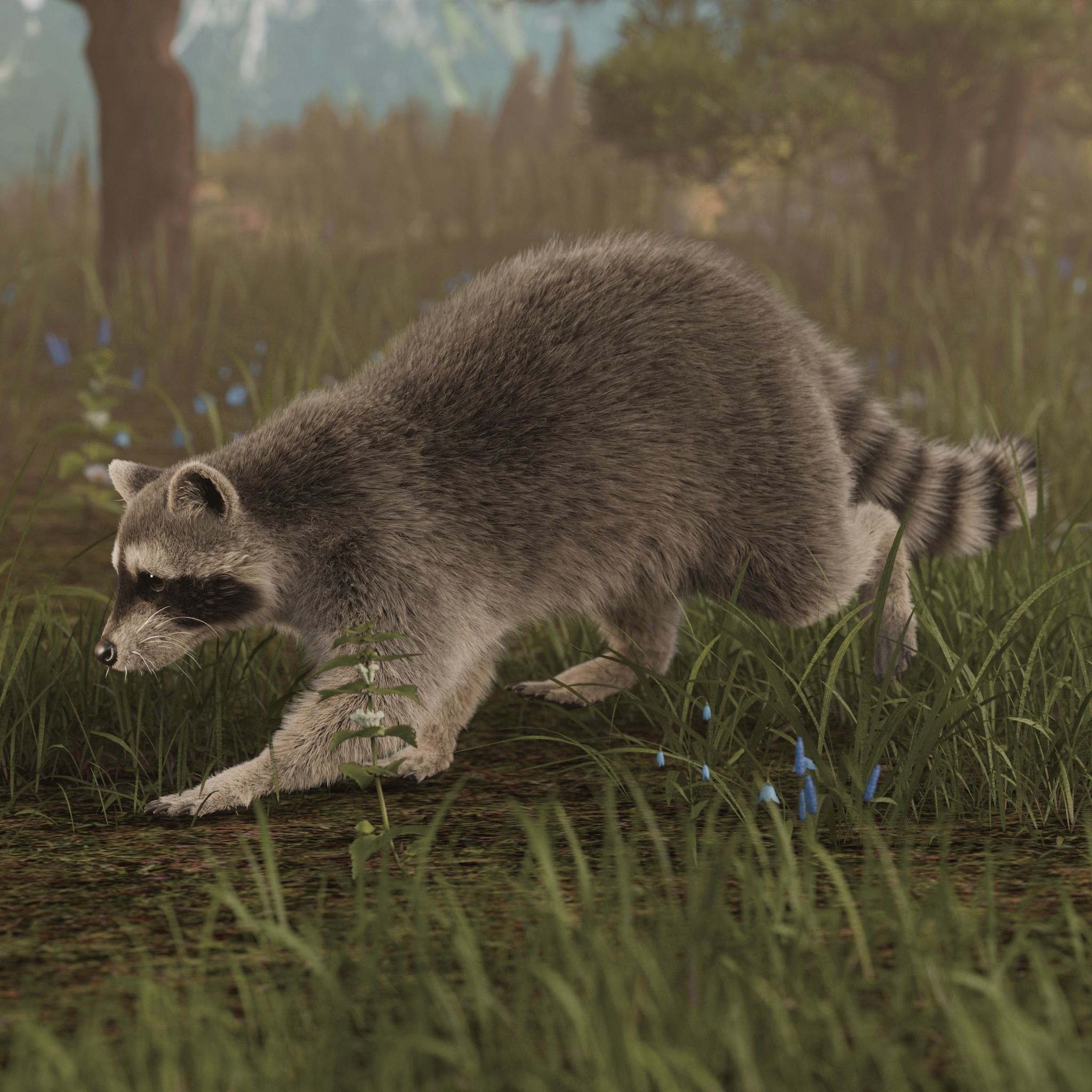 Raccoon Rigged Animated 3D model 6