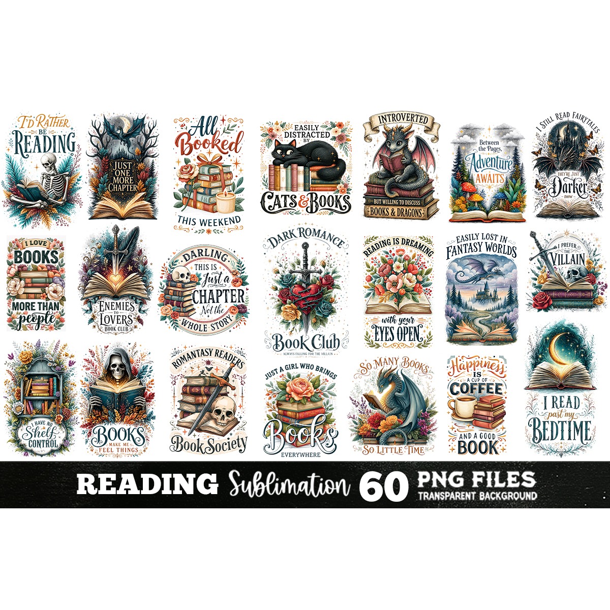Reading Sublimation Bundle 60 Designs PNG