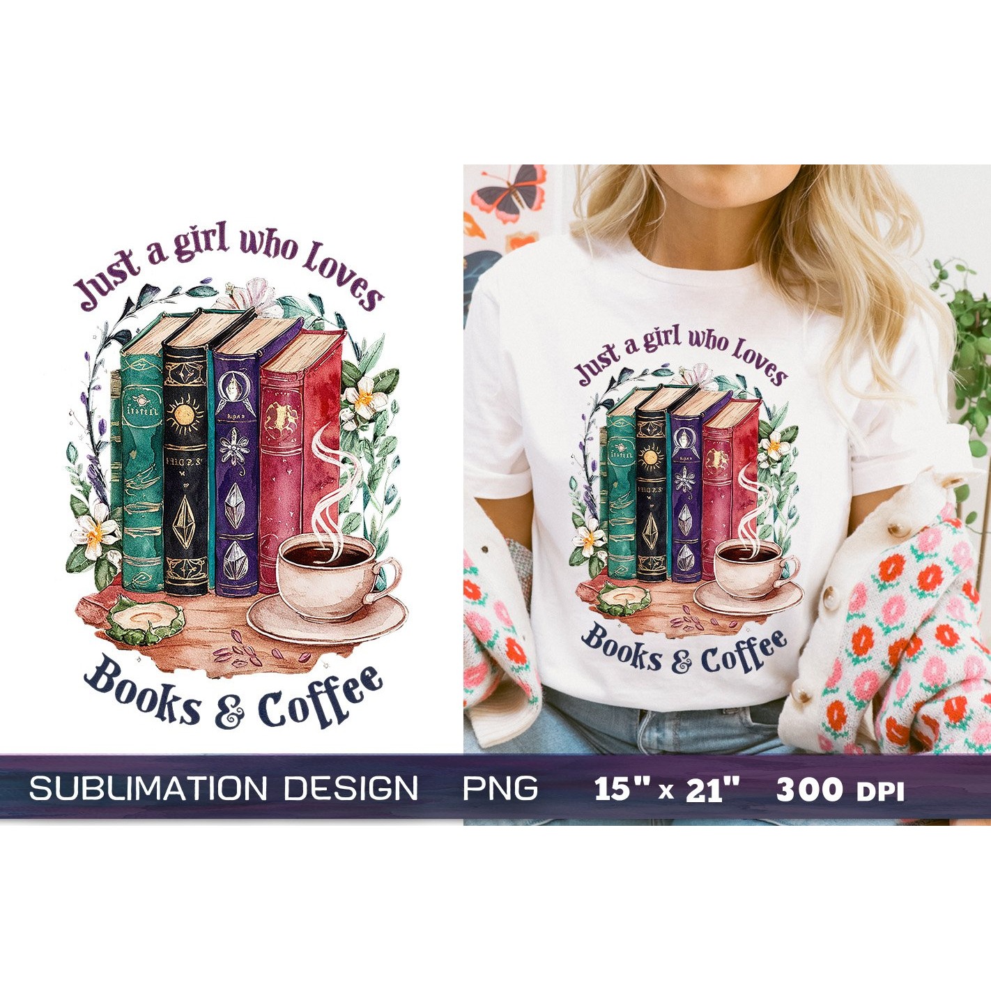 Reading sublimation PNG, Just a girl who loves books