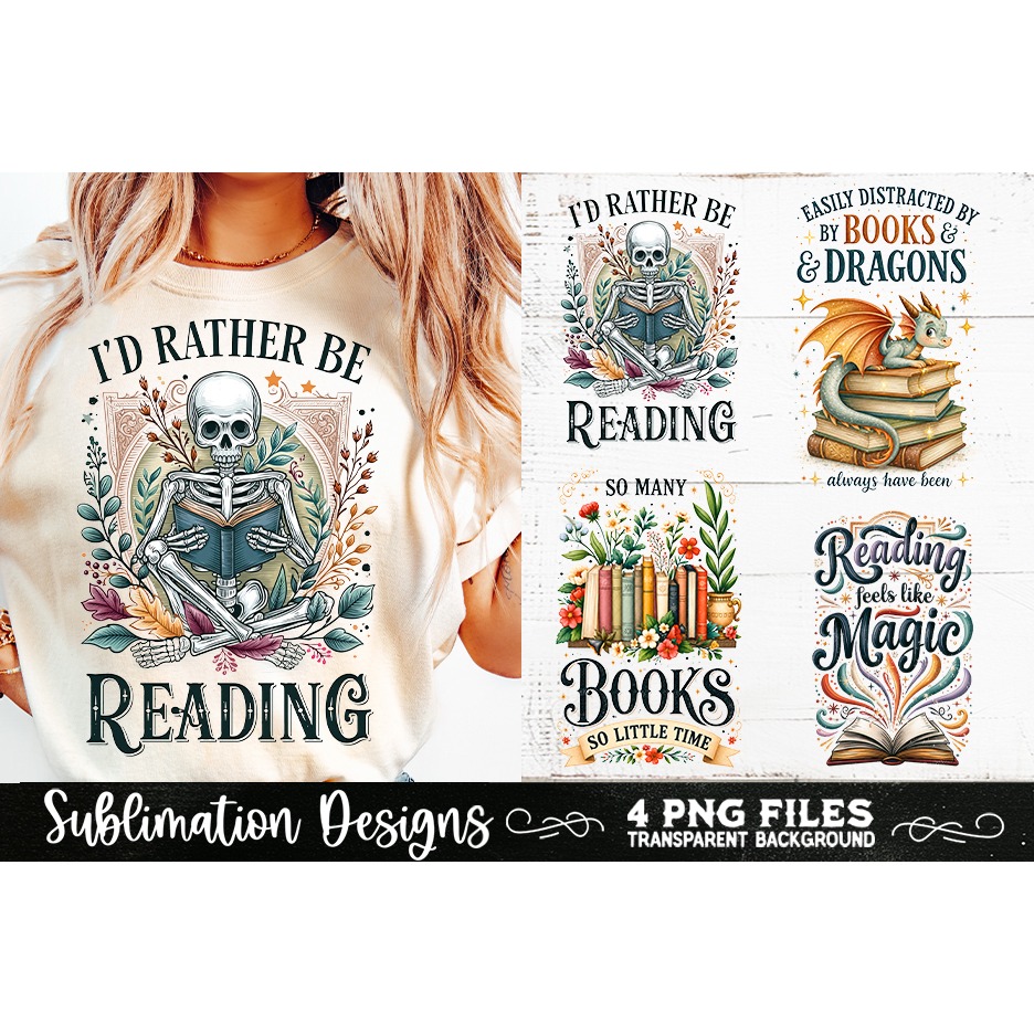 Reading sublimation PNG, Reading 4 PNG, Book Lover PNG (10)