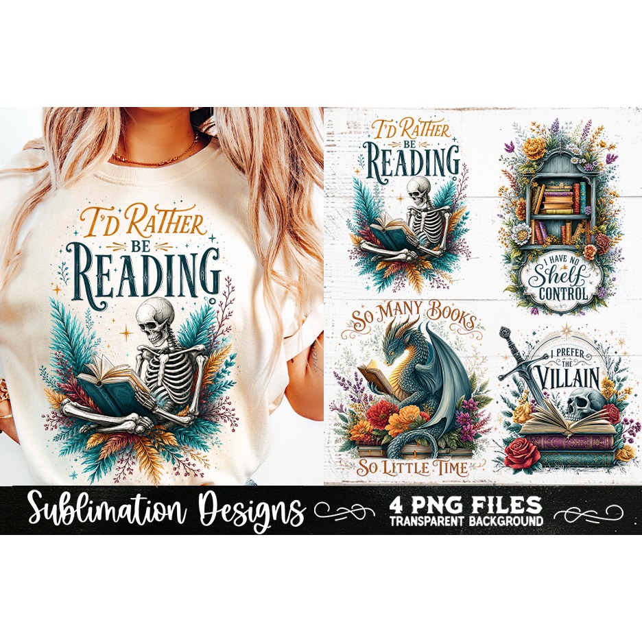 Reading sublimation PNG, Reading 4 PNG, Book Lover PNG (5) 4