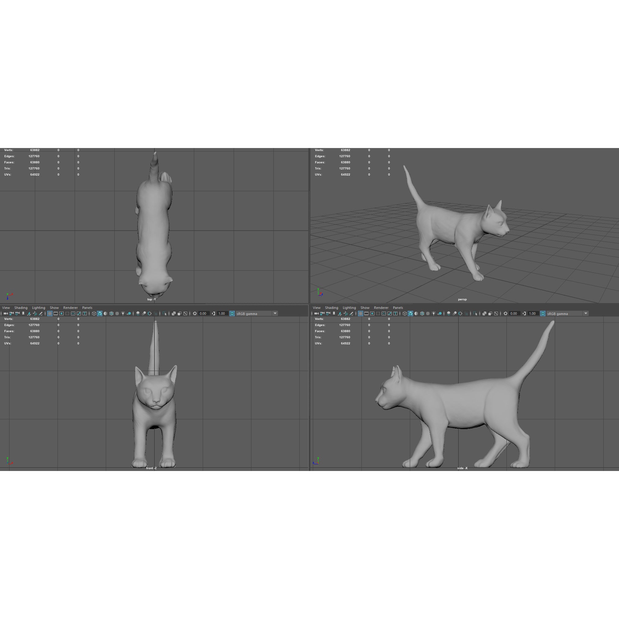 REALISTIC CAT siamese Low-poly 3D model 10