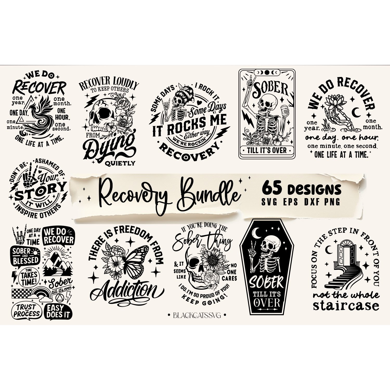 Recovery Bundle 65 designs SVG, Sobriety svg, Addiction svg