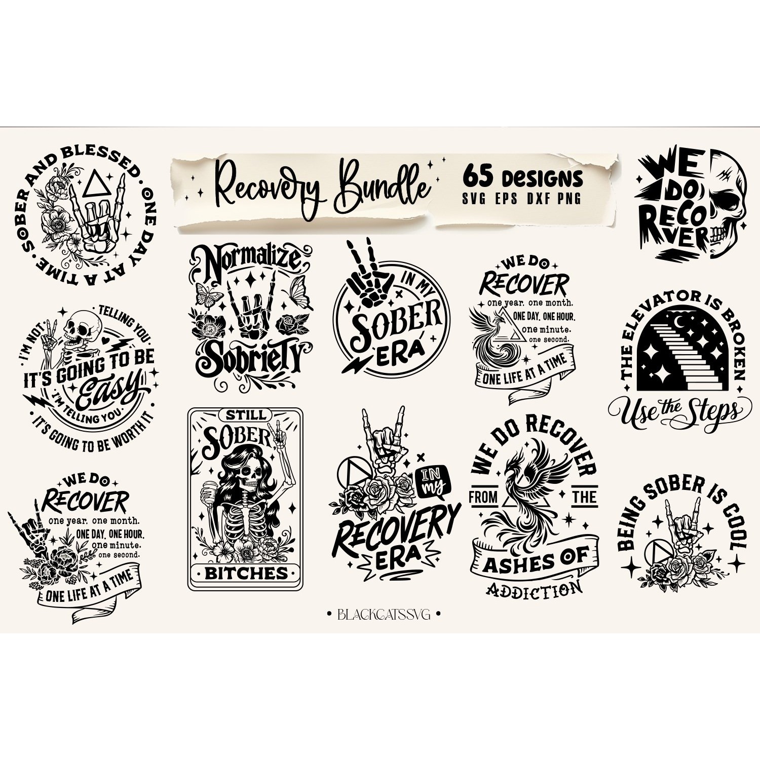 Recovery Bundle 65 designs SVG, Sobriety svg, Addiction svg 2