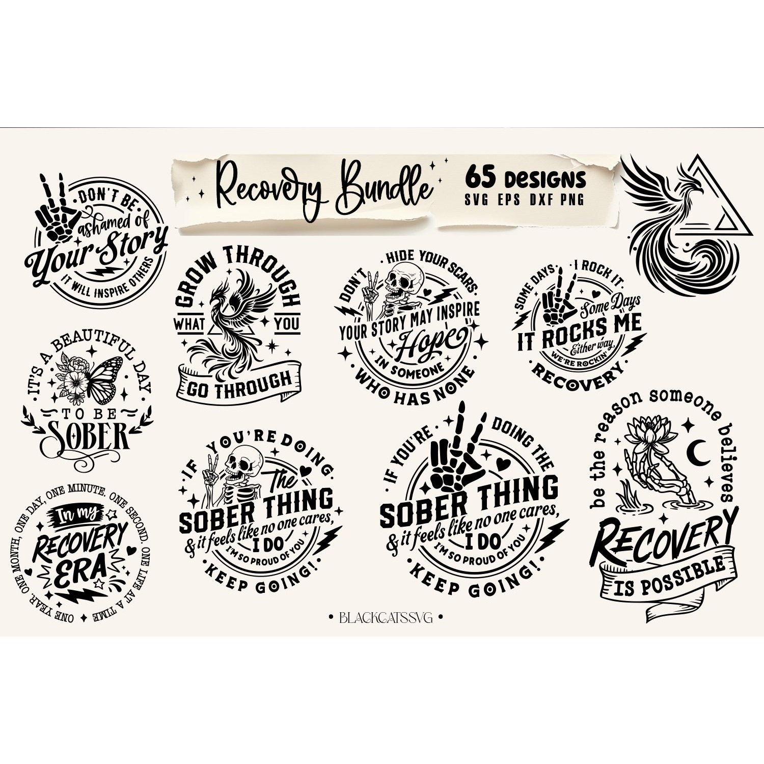 Recovery Bundle 65 designs SVG, Sobriety svg, Addiction svg 5