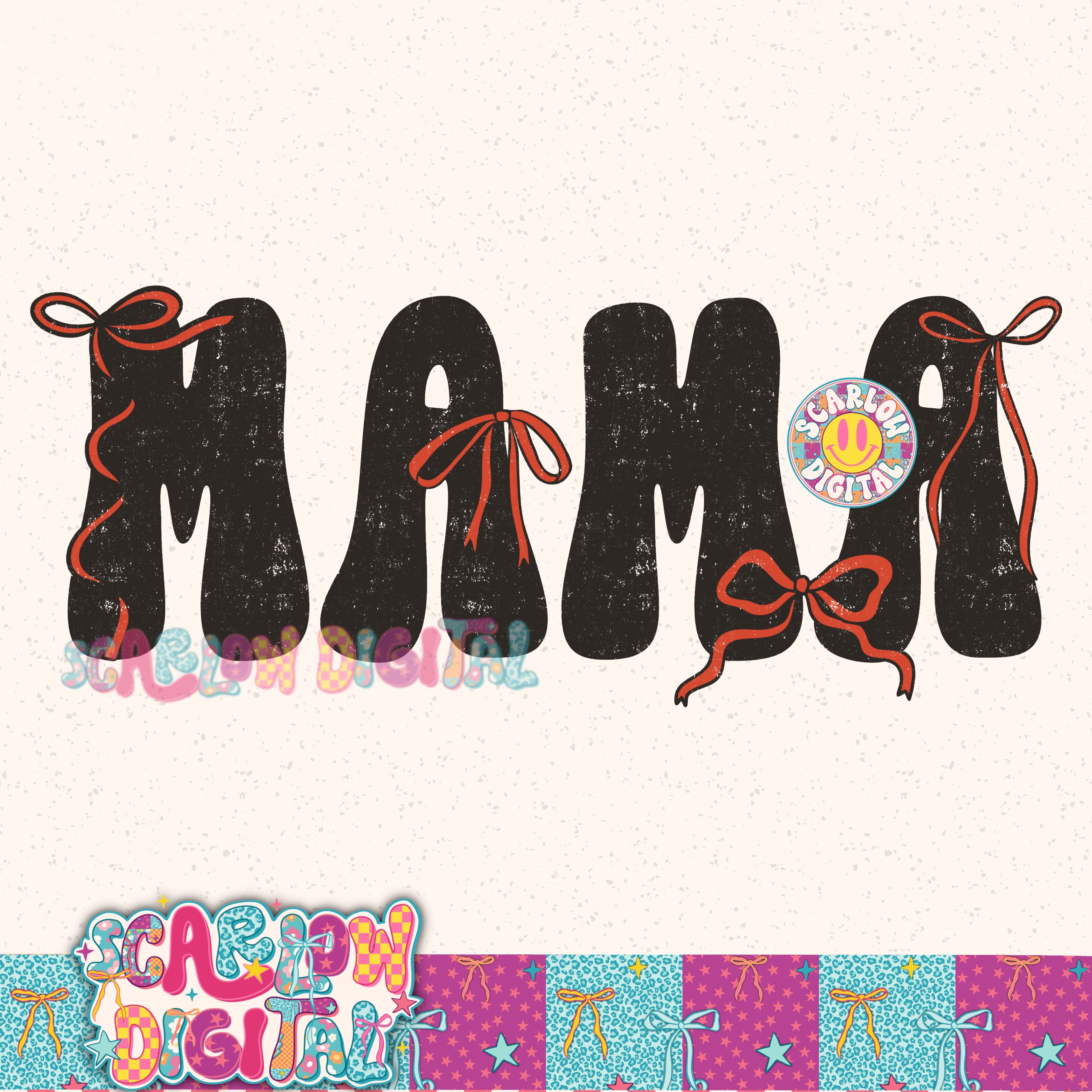 Red Bow Mama PNG Digital Design 2