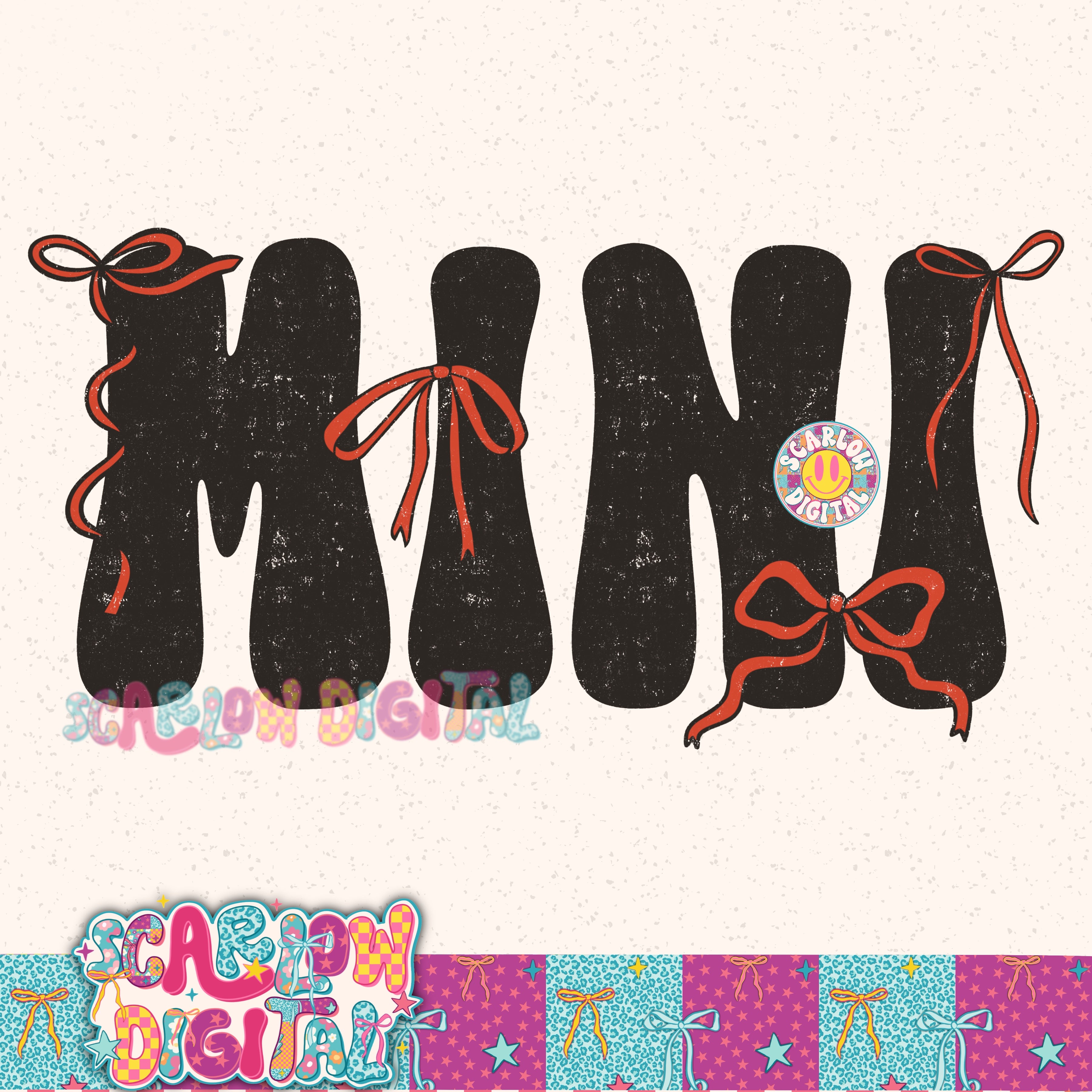 Red Bow Mini PNG Digital Design 2