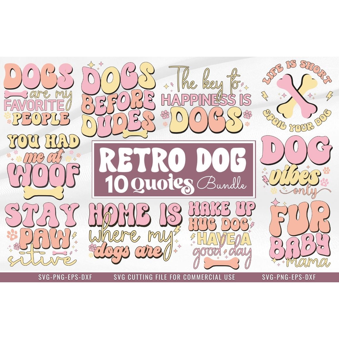 Retro Dog Quotes SVG Bundle