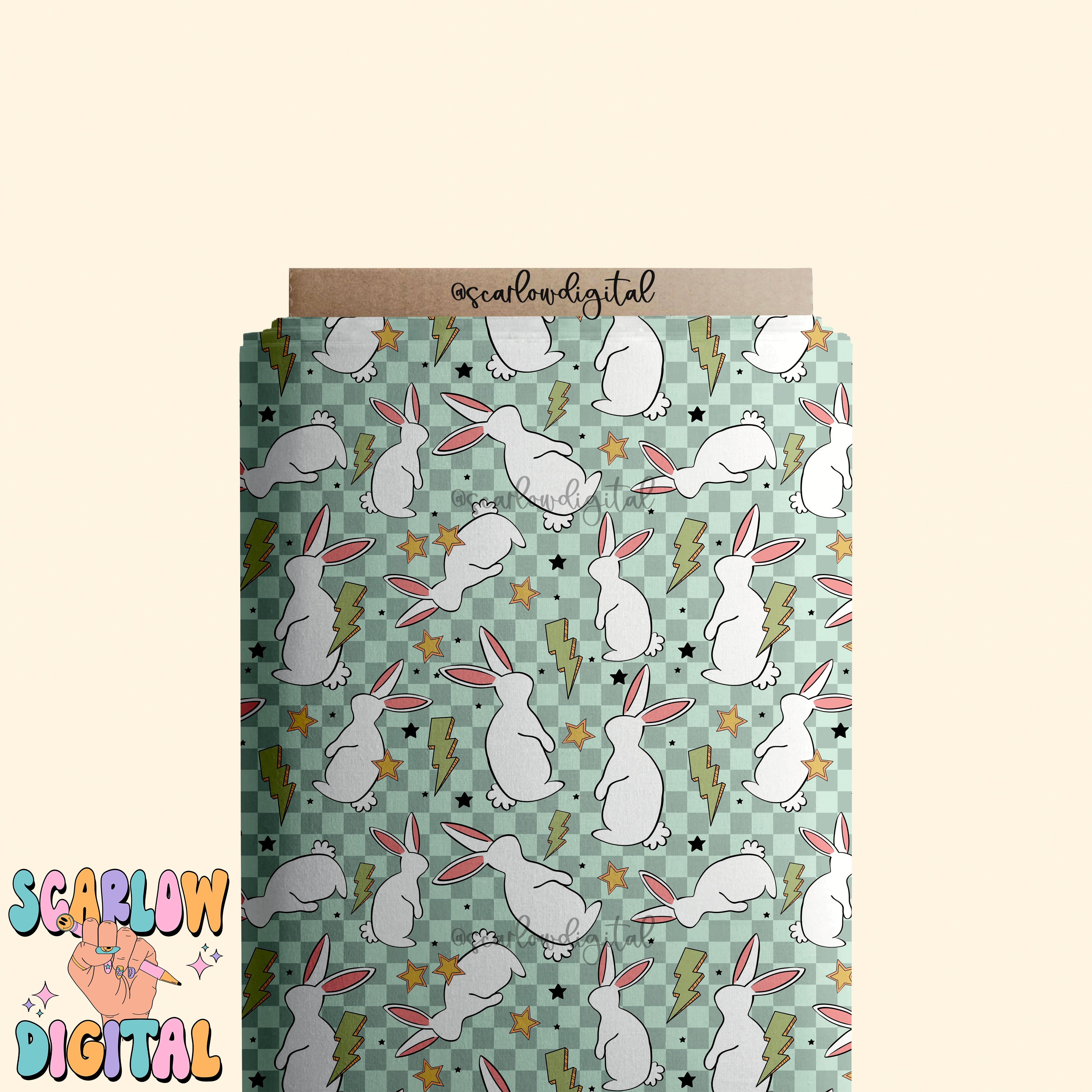 Retro Easter Bunny Seamless Pattern-Easter Sublimation Digital Design Download-checkered easter seamless pattern, boy easter seamless 4