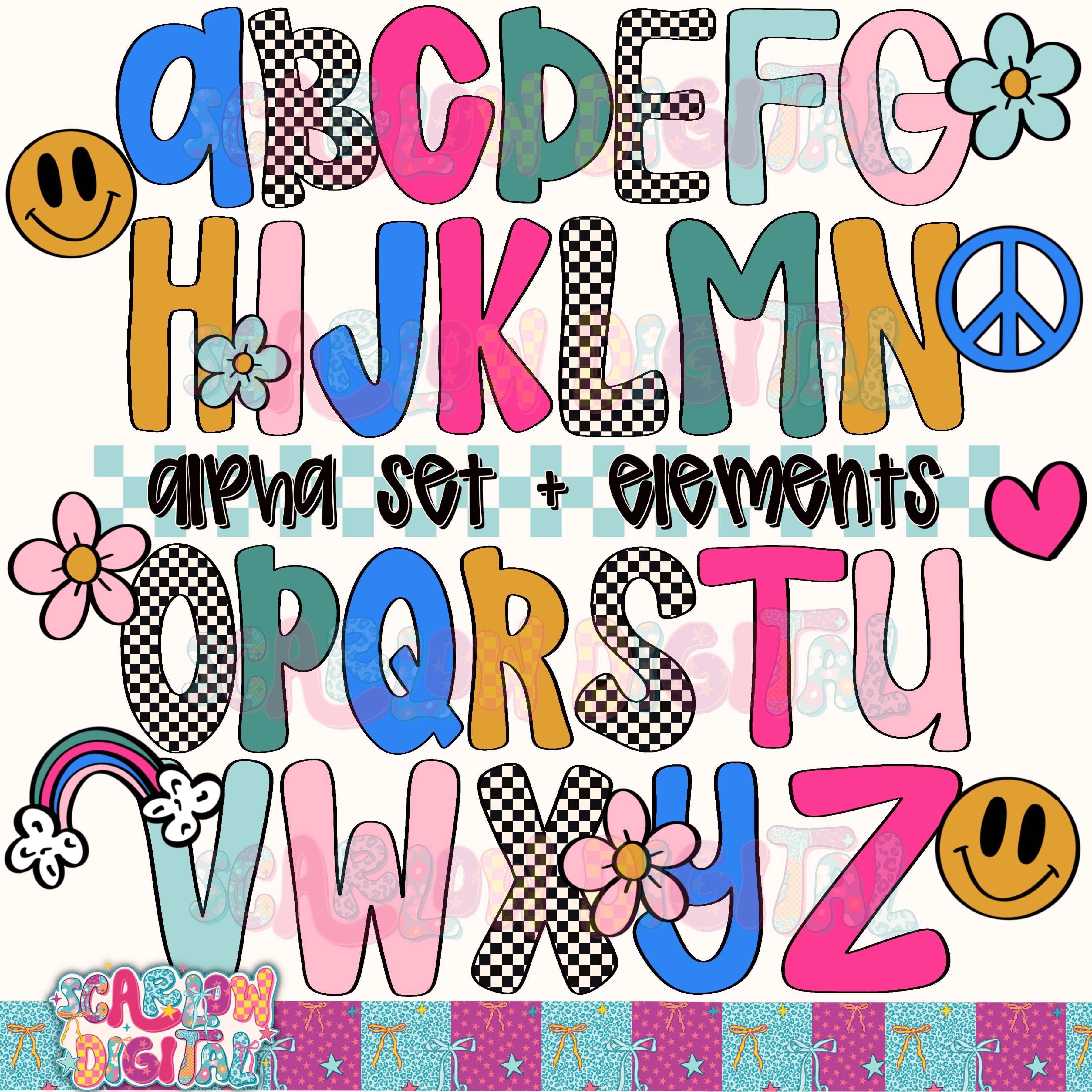 Retro Fun Alphabet Set Digital Design