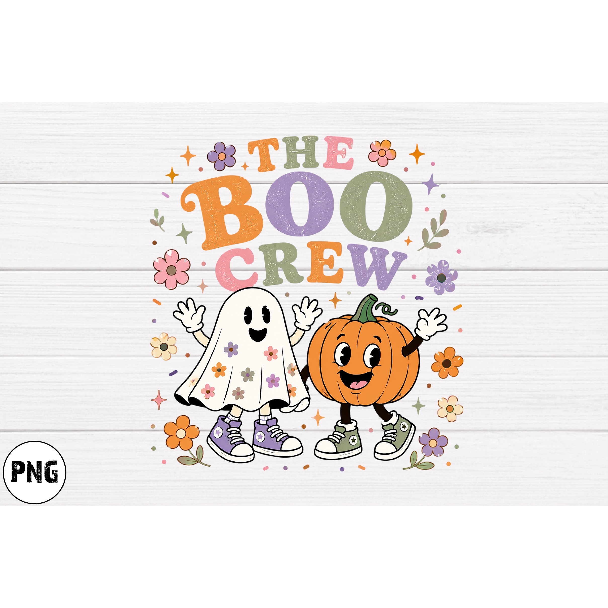 Retro Halloween Sublimation PNG, Ghost Pumpkin Designs (5)