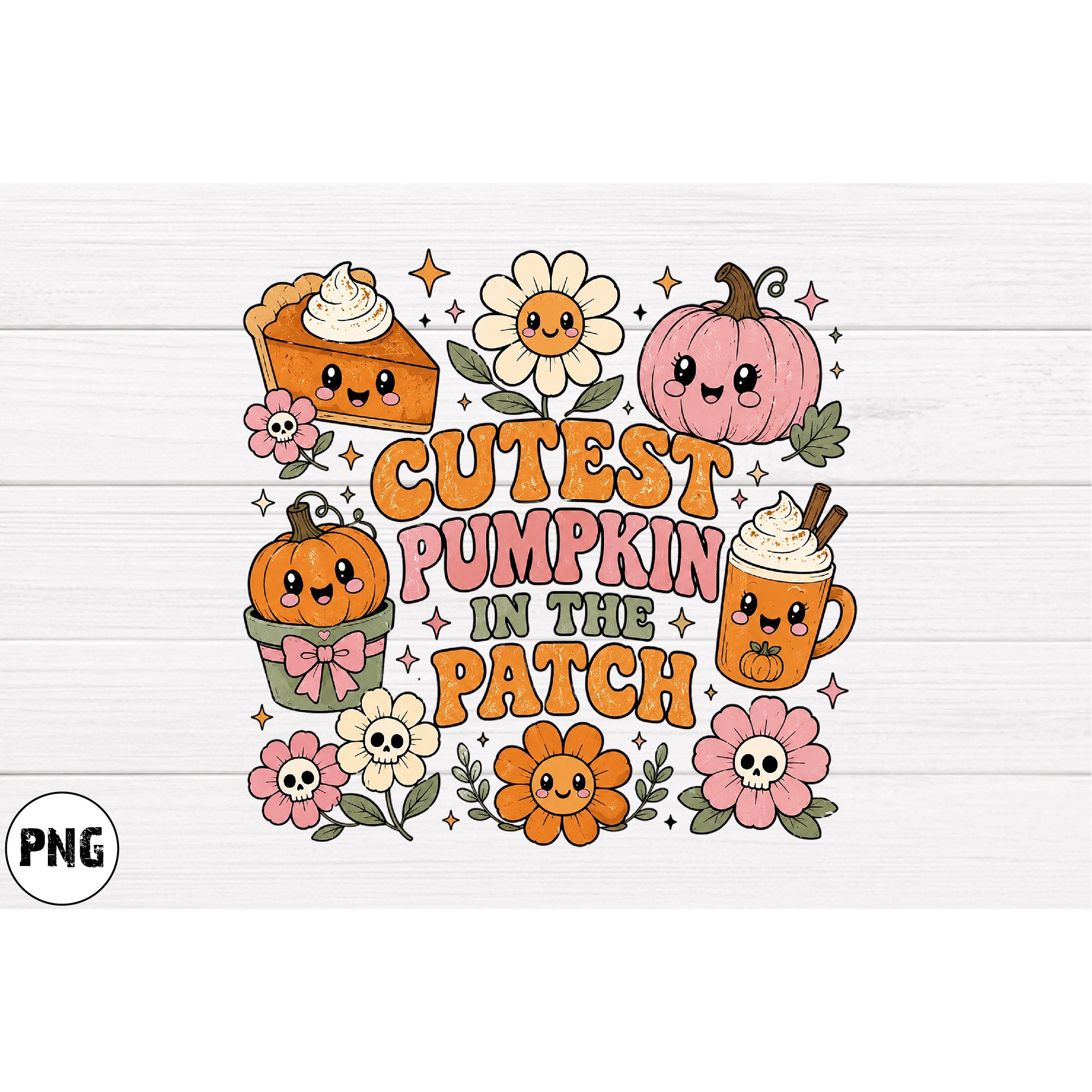 Retro Halloween Sublimation PNG, Ghost Pumpkin Designs (6)