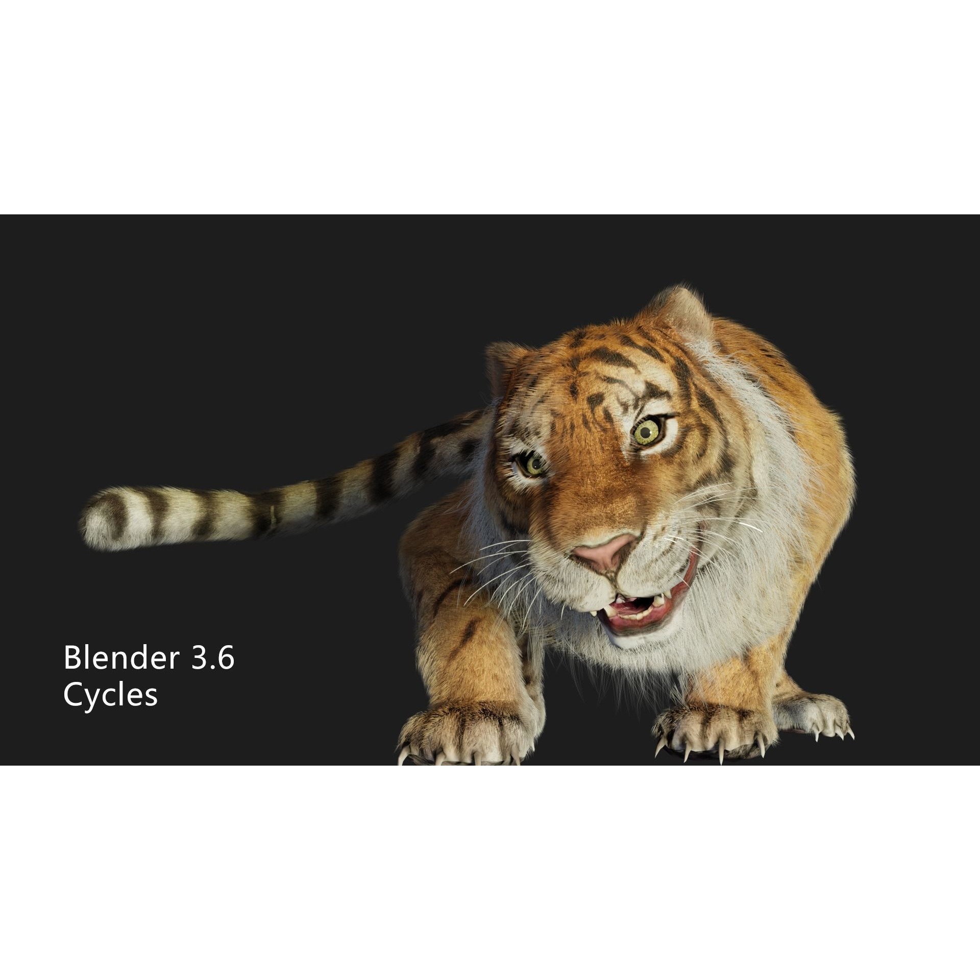 rigged tiger wild cat beast Low-poly 3D model 3