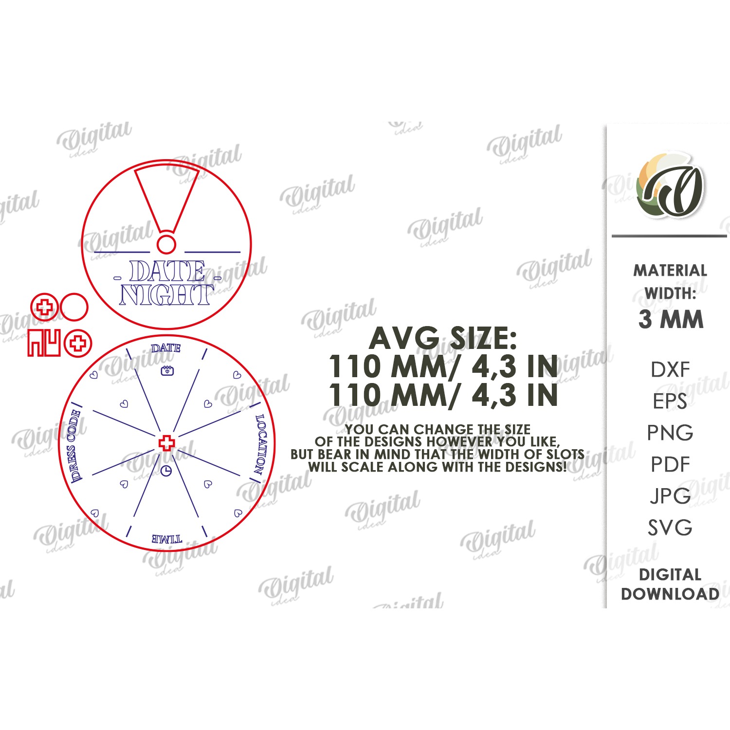 Rotating Circle Invitation Laser Cut. Date Night SVG 3