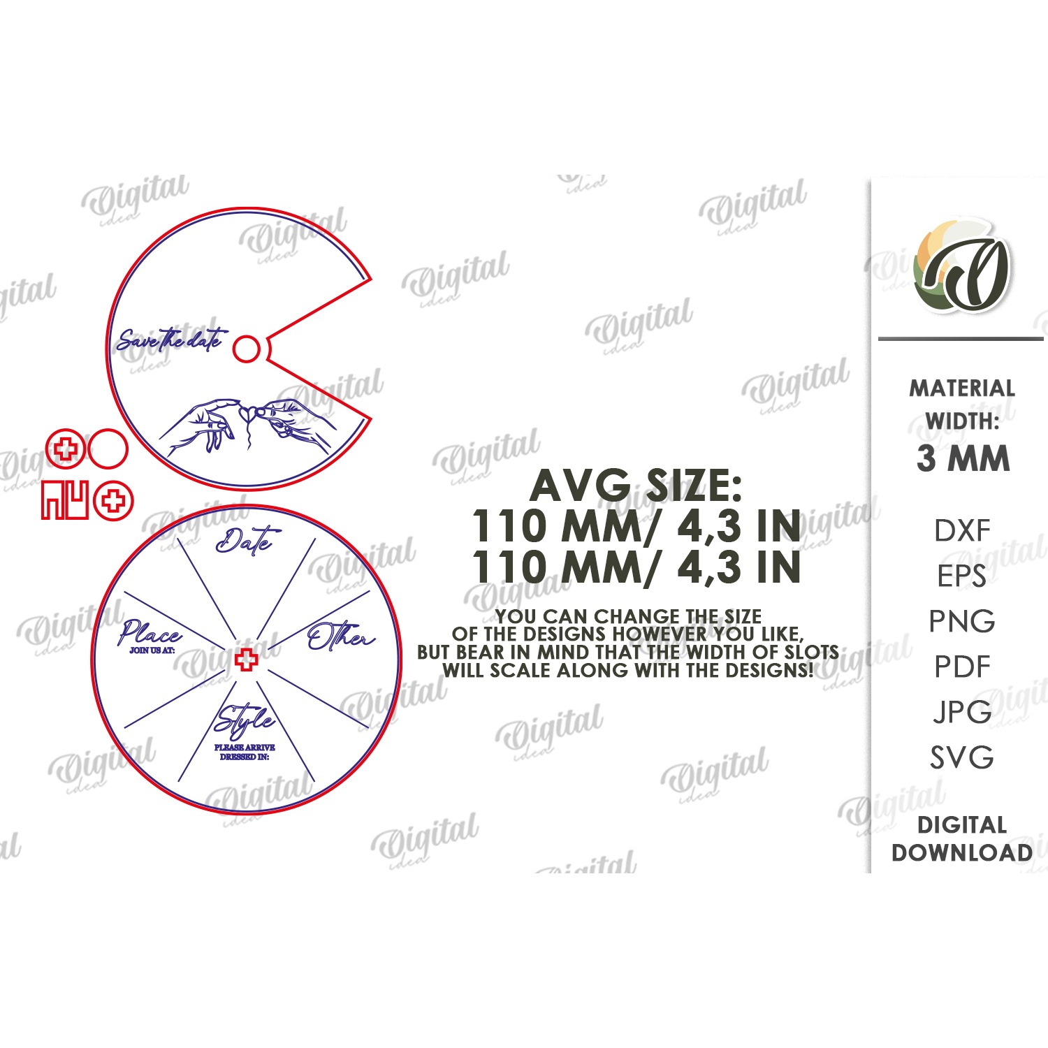 Rotating Circle Invitation Laser Cut. Save The Date SVG 3