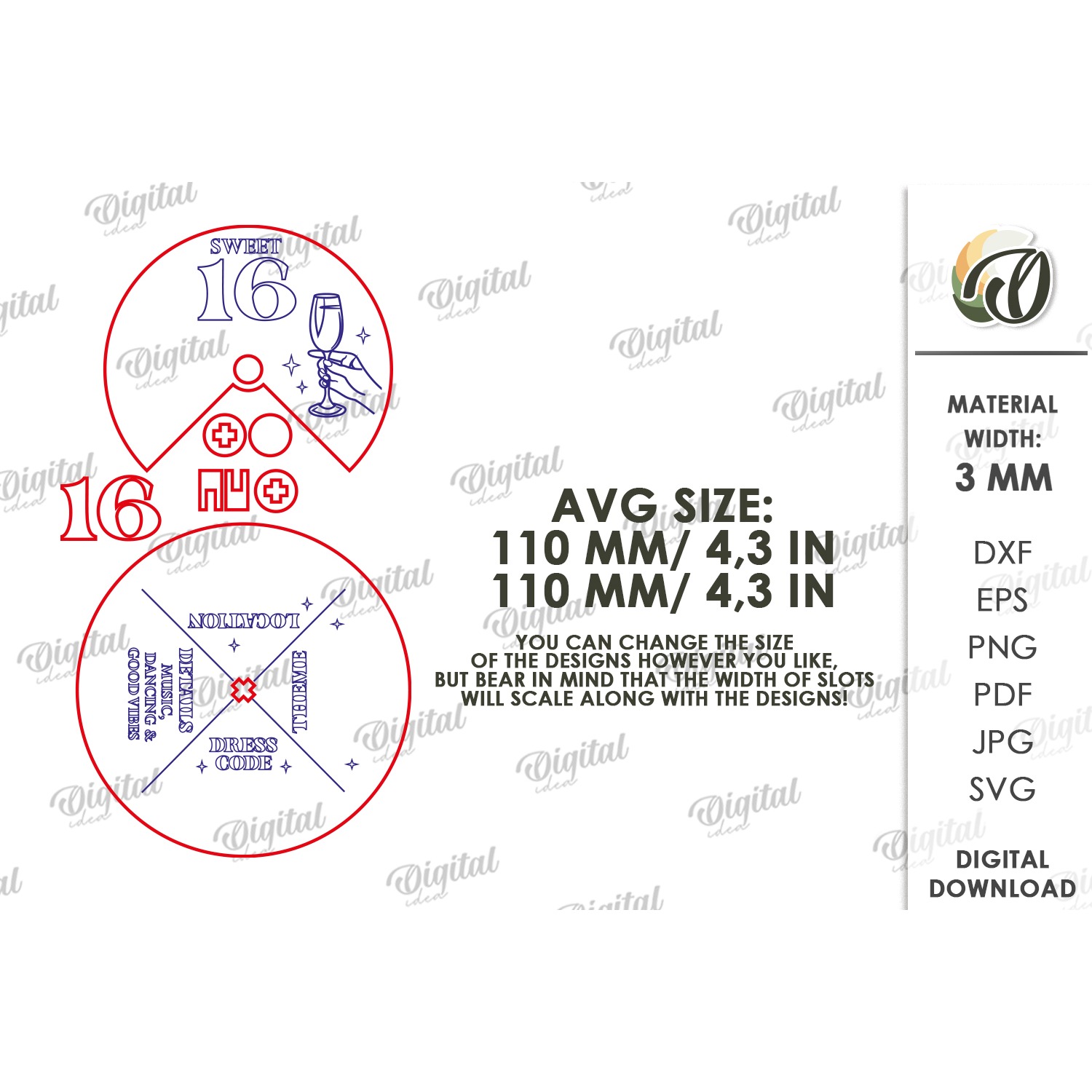 Rotating Circle Invitation Laser Cut. Sweet 16 SVG 3