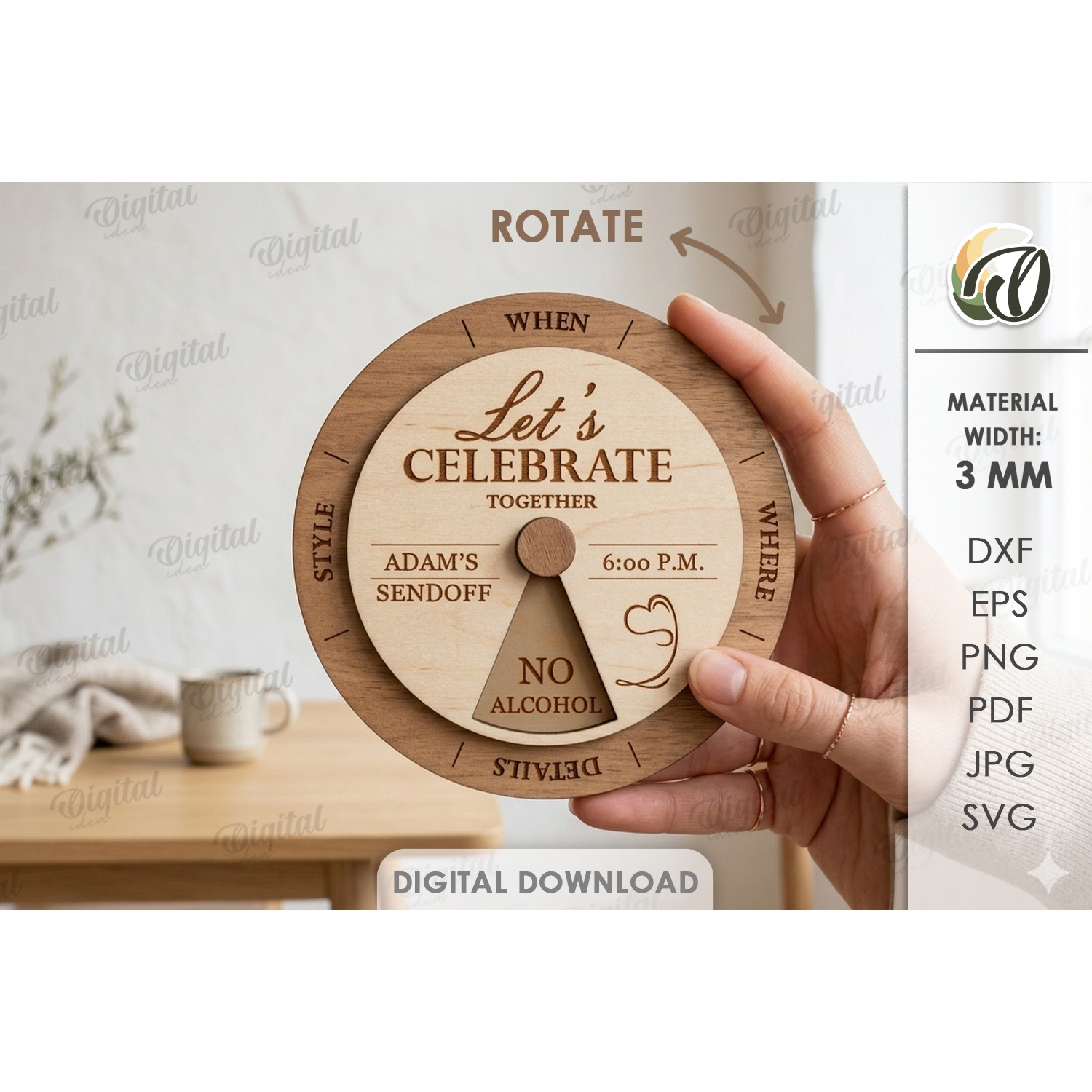 Rotating Circle Invitations Bundle Laser Cut. Invitation SVG 12