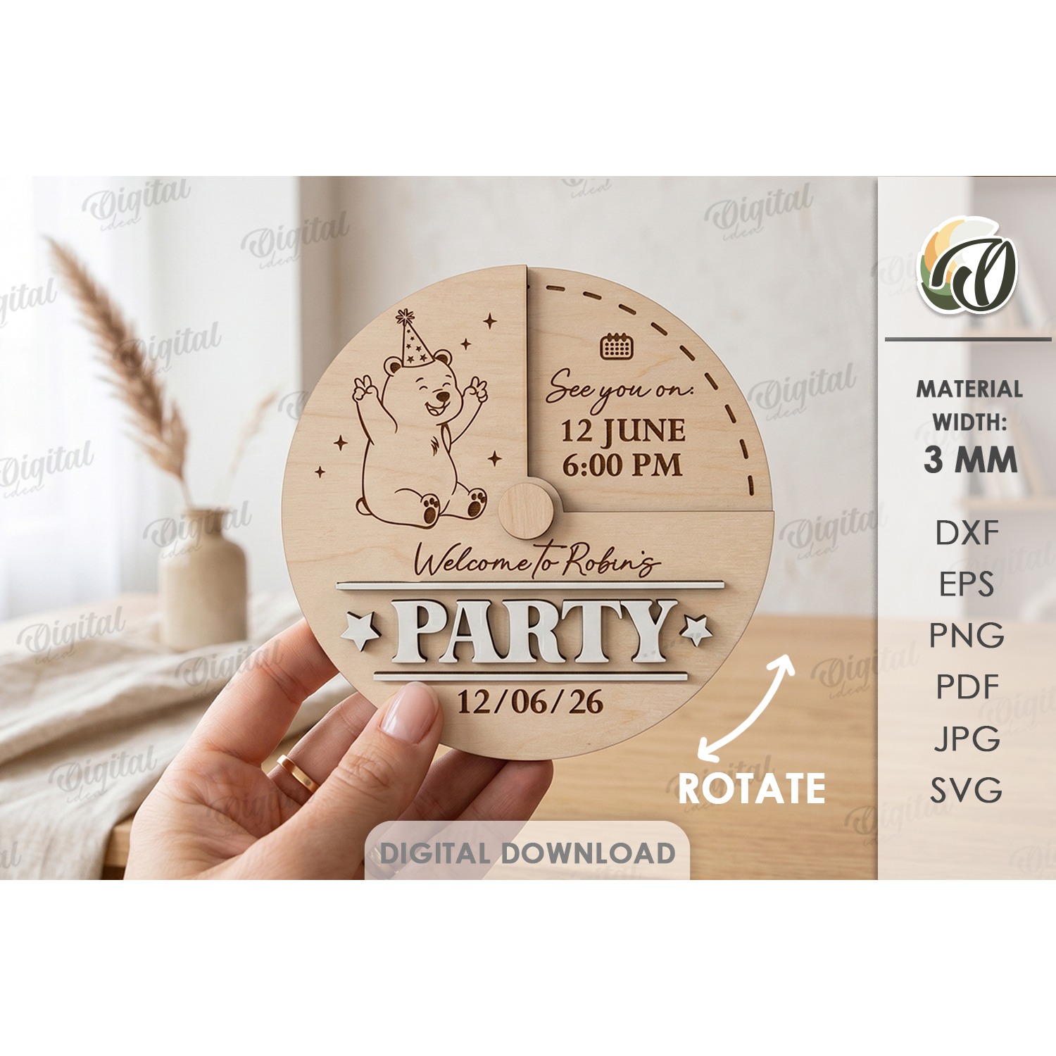 Rotating Circle Invitations Bundle Laser Cut. Invitation SVG 3