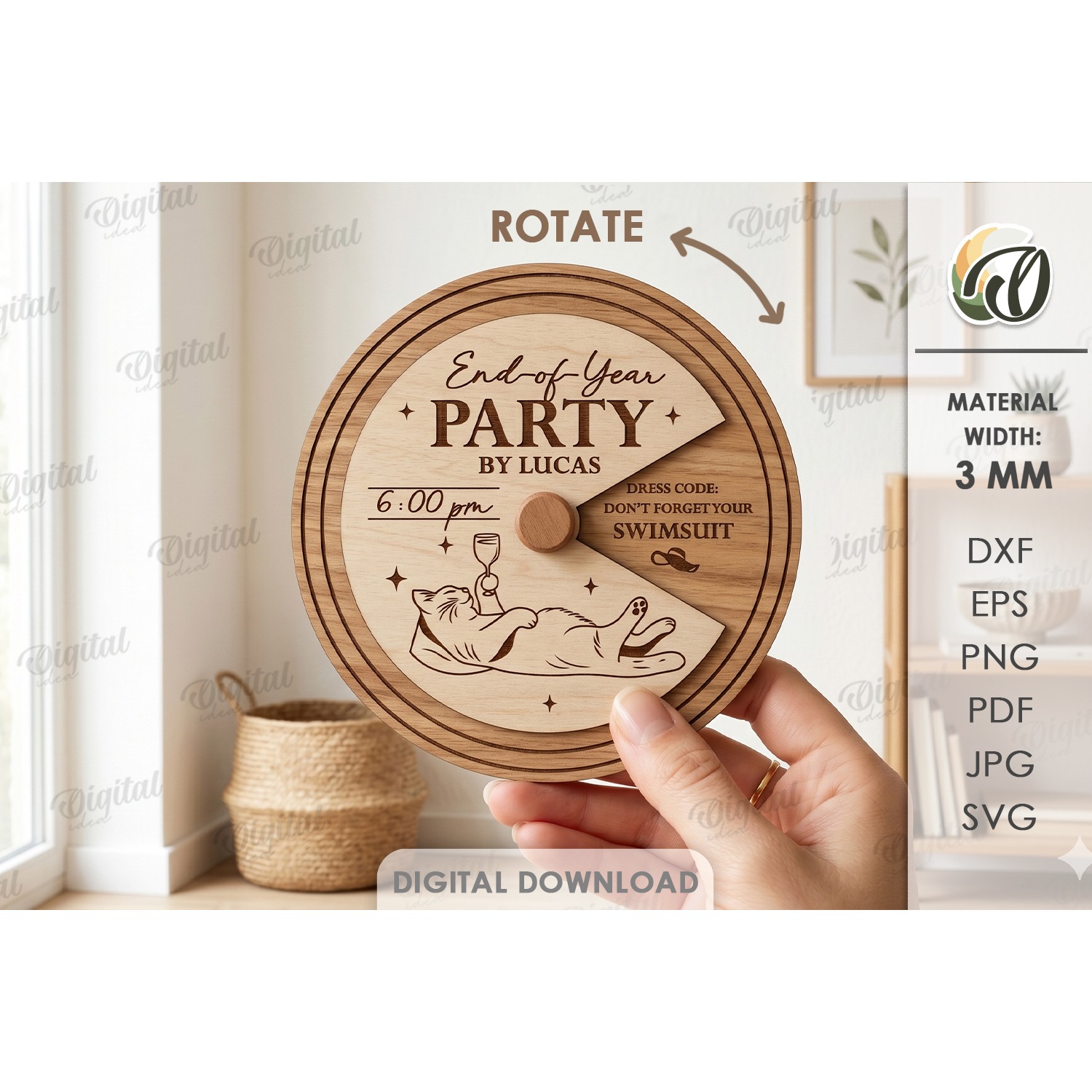 Rotating Circle Invitations Bundle Laser Cut. Invitation SVG 8