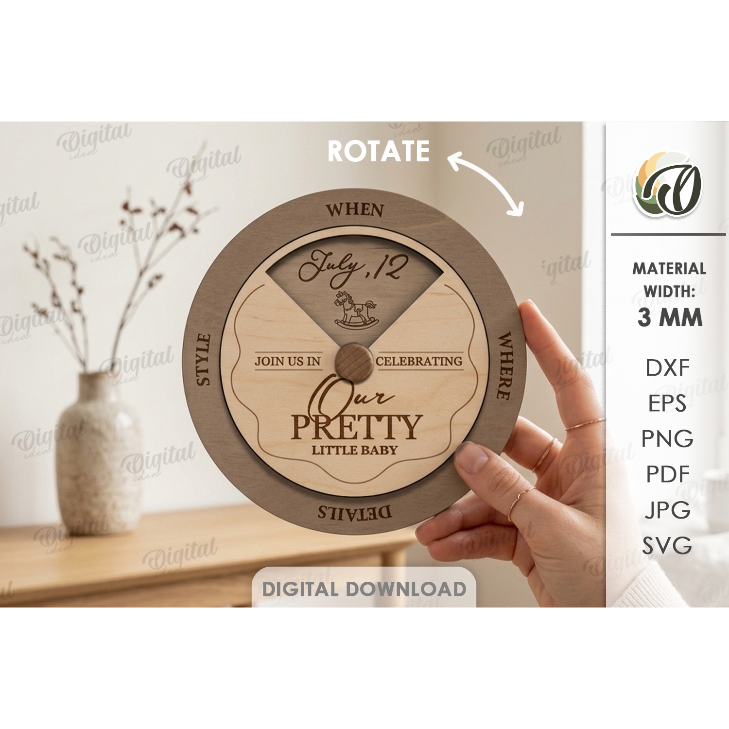 Rotating Circle Invitations Bundle Laser Cut. Invitation SVG 9