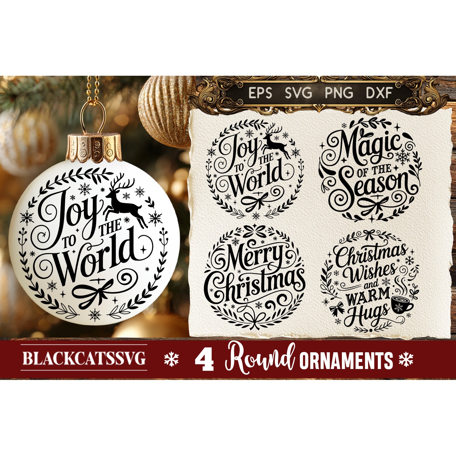 Round Christmas Ornament SVG 4 designs (2) 7