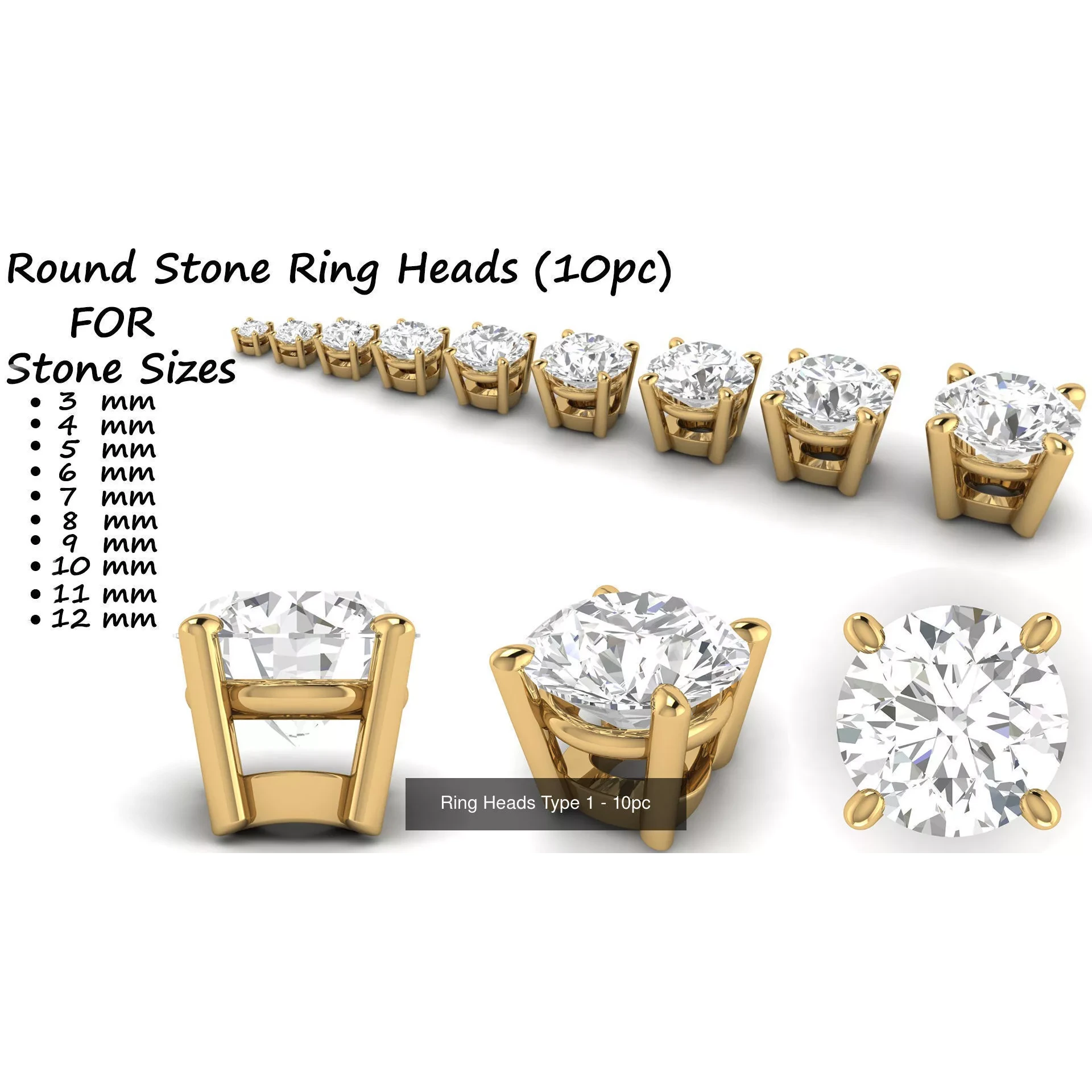 Round Ring Heads Collection of 115pc 3D Model Pack 2