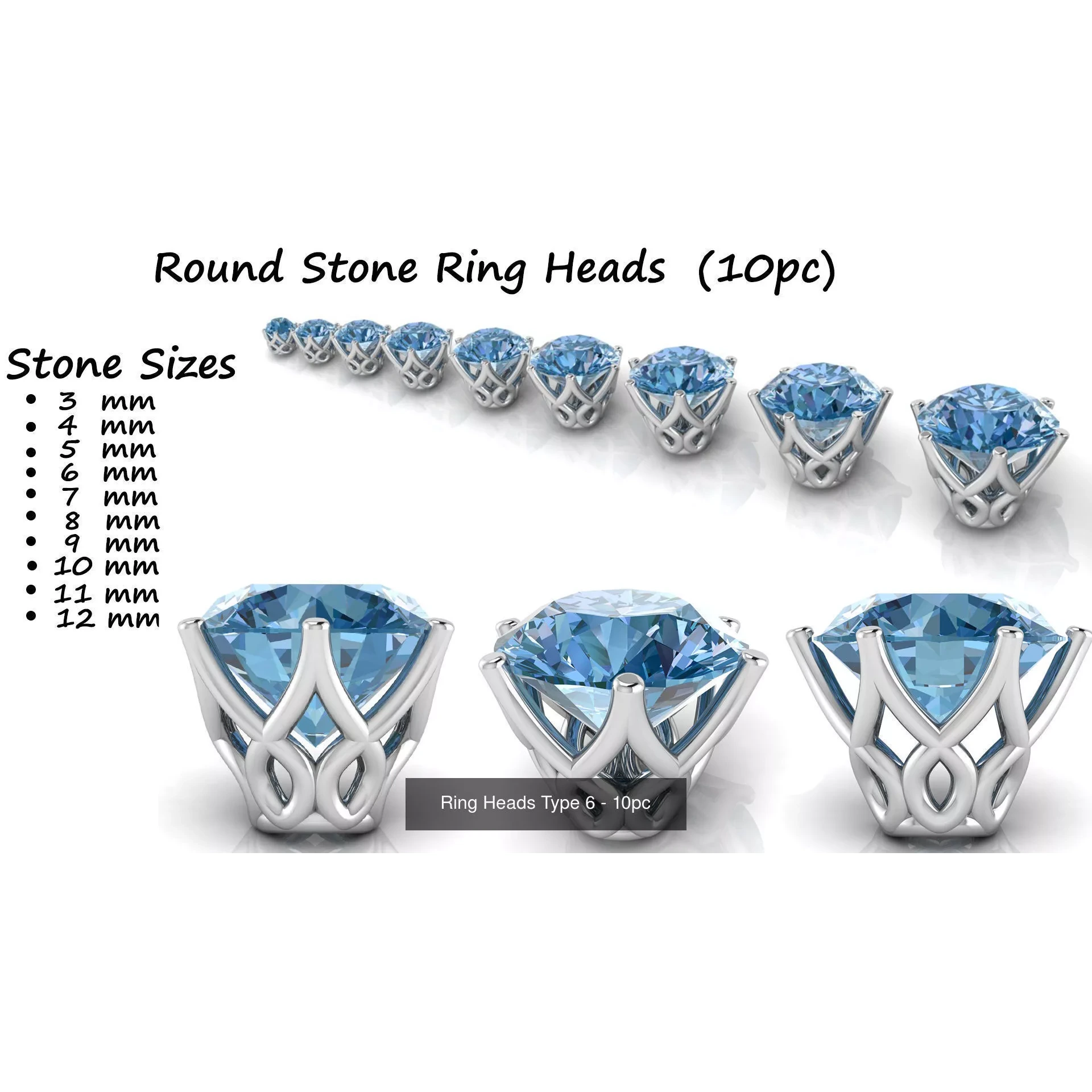 Round Ring Heads Collection of 115pc 3D Model Pack 5