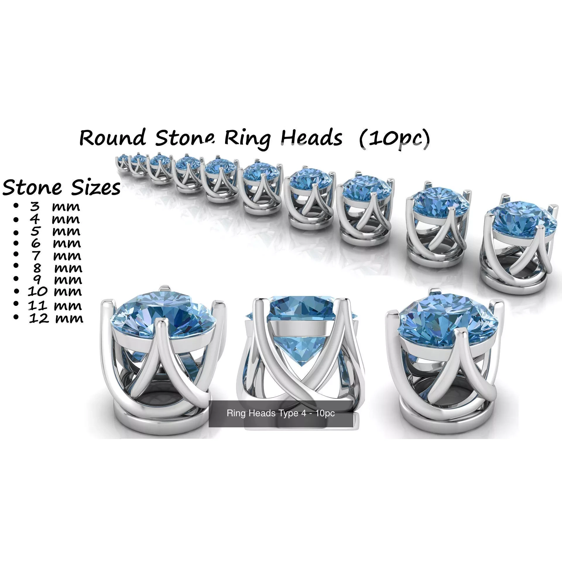 Round Ring Heads Collection of 115pc 3D Model Pack 6