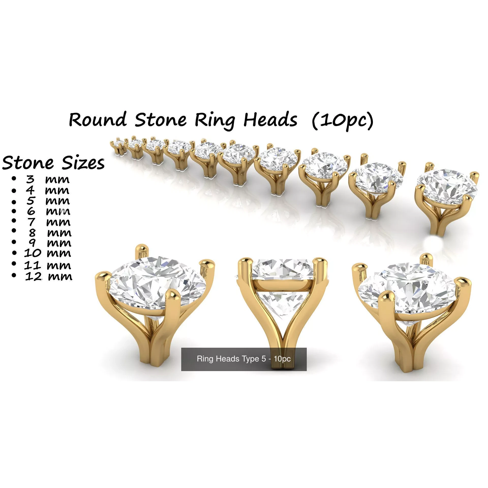 Round Ring Heads Collection of 115pc 3D Model Pack 7