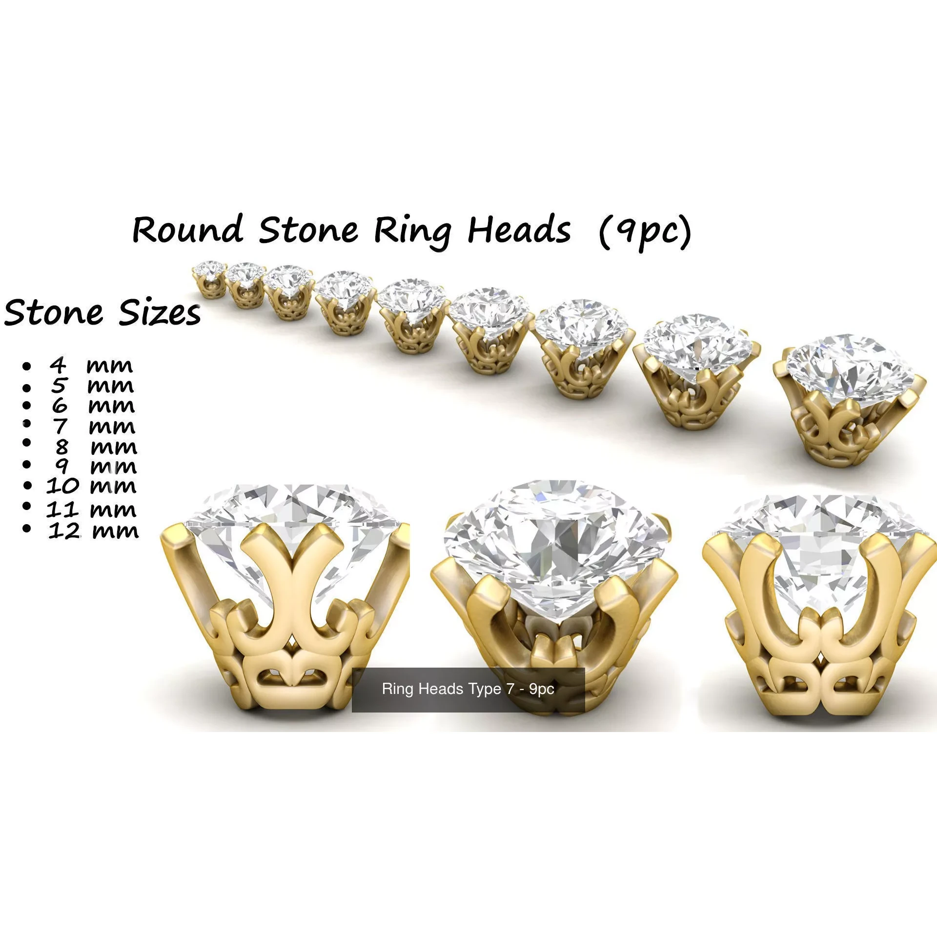 Round Ring Heads Collection of 115pc 3D Model Pack 8