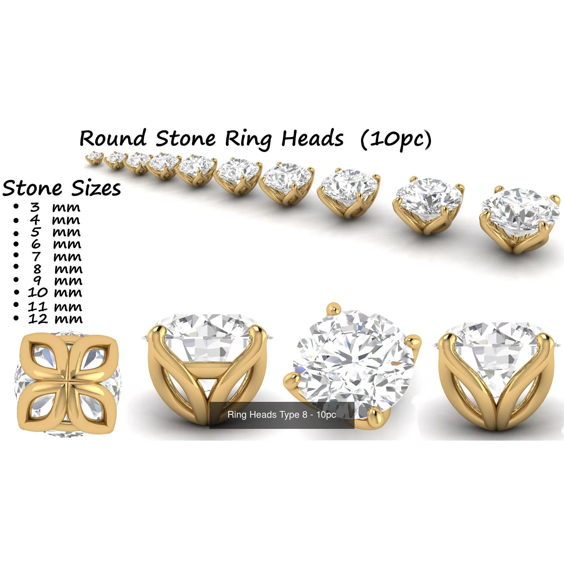 Round Ring Heads Collection of 115pc 3D Model Pack 9