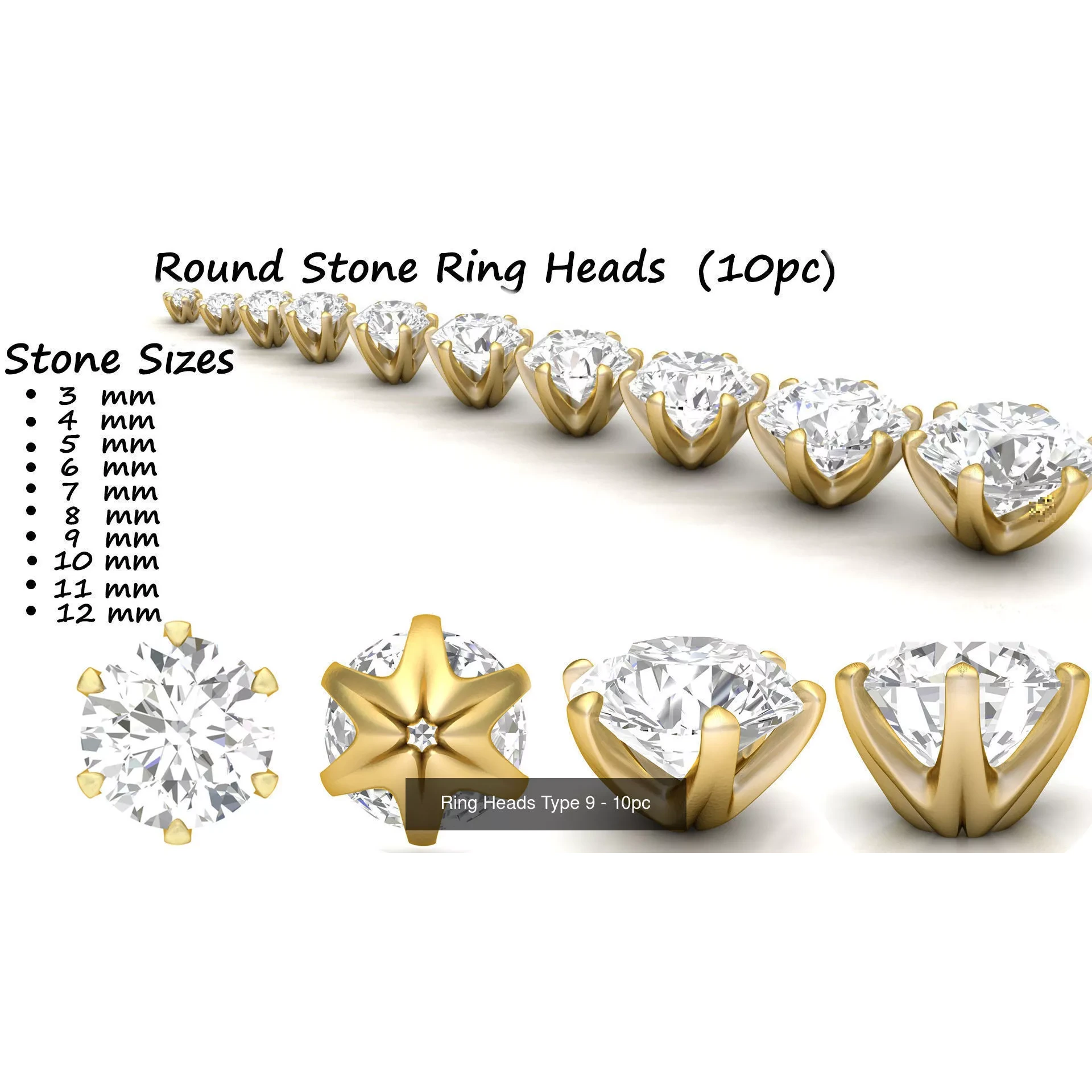 Round Ring Heads Collection of 115pc 3D Model Pack 10