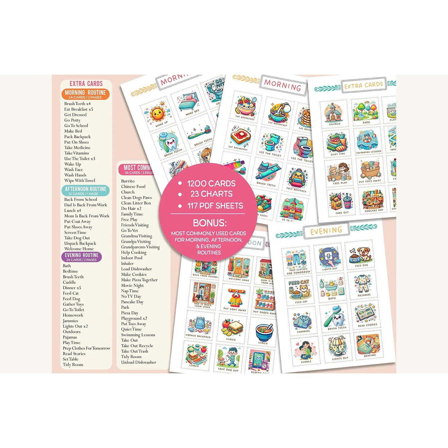Routine Cards & Charts for Kids, 1200 Daily Routine Cards 3