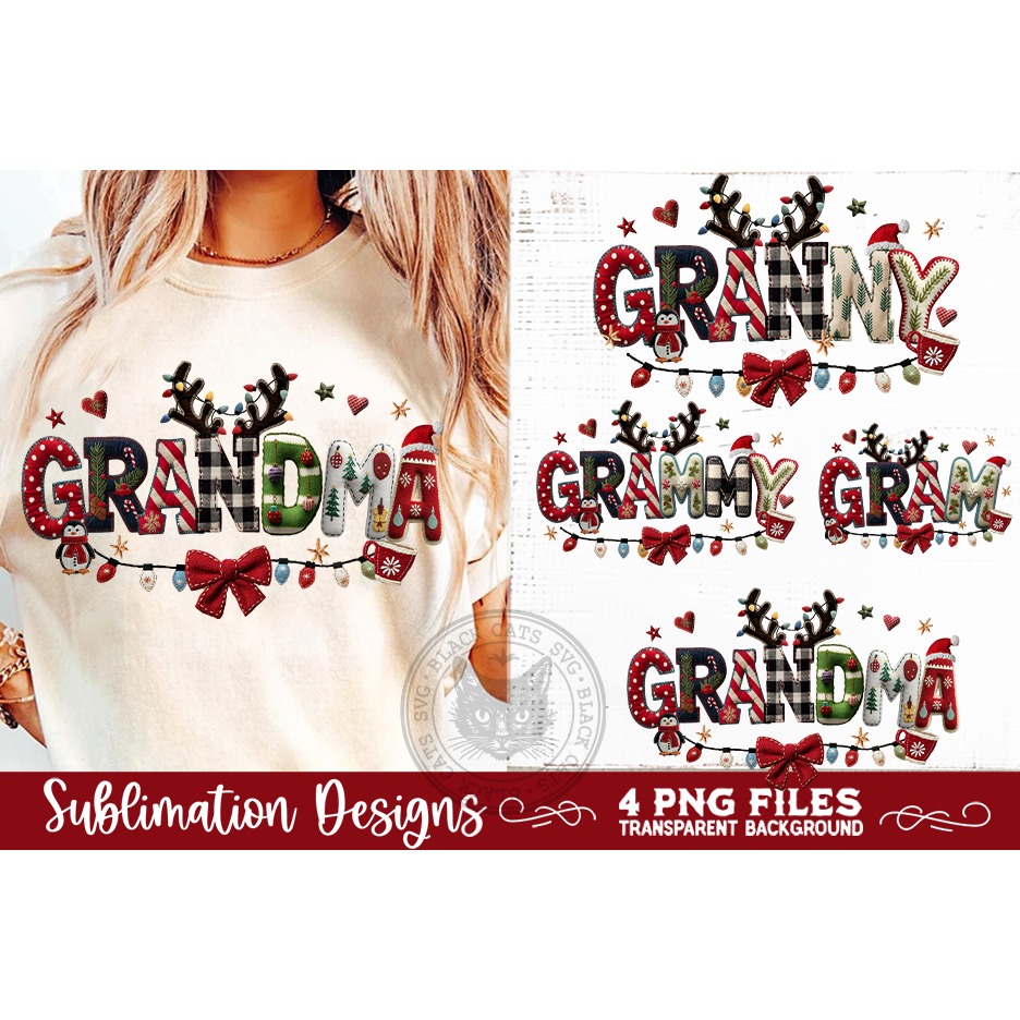 Rustic Christmas Names GRANNY, GRAMMY, GRAM & GRANDMA PNGs