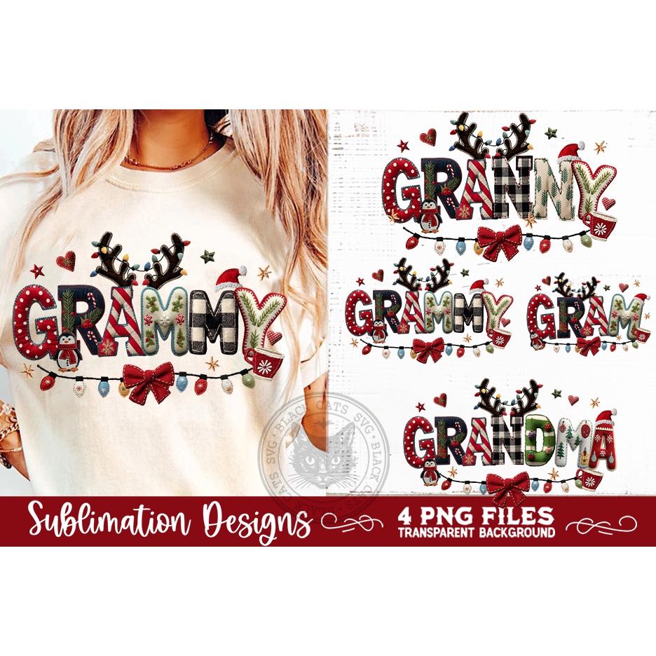 Rustic Christmas Names GRANNY, GRAMMY, GRAM & GRANDMA PNGs 2