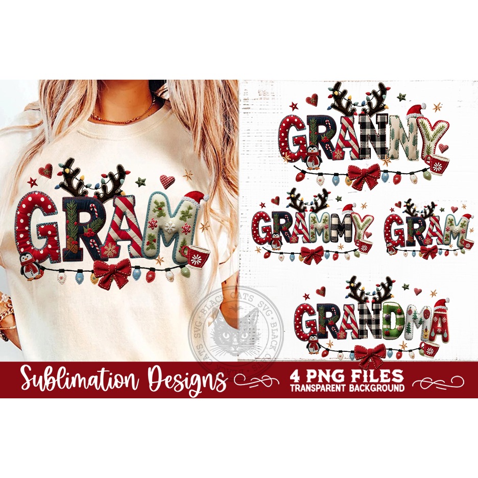 Rustic Christmas Names GRANNY, GRAMMY, GRAM & GRANDMA PNGs 5