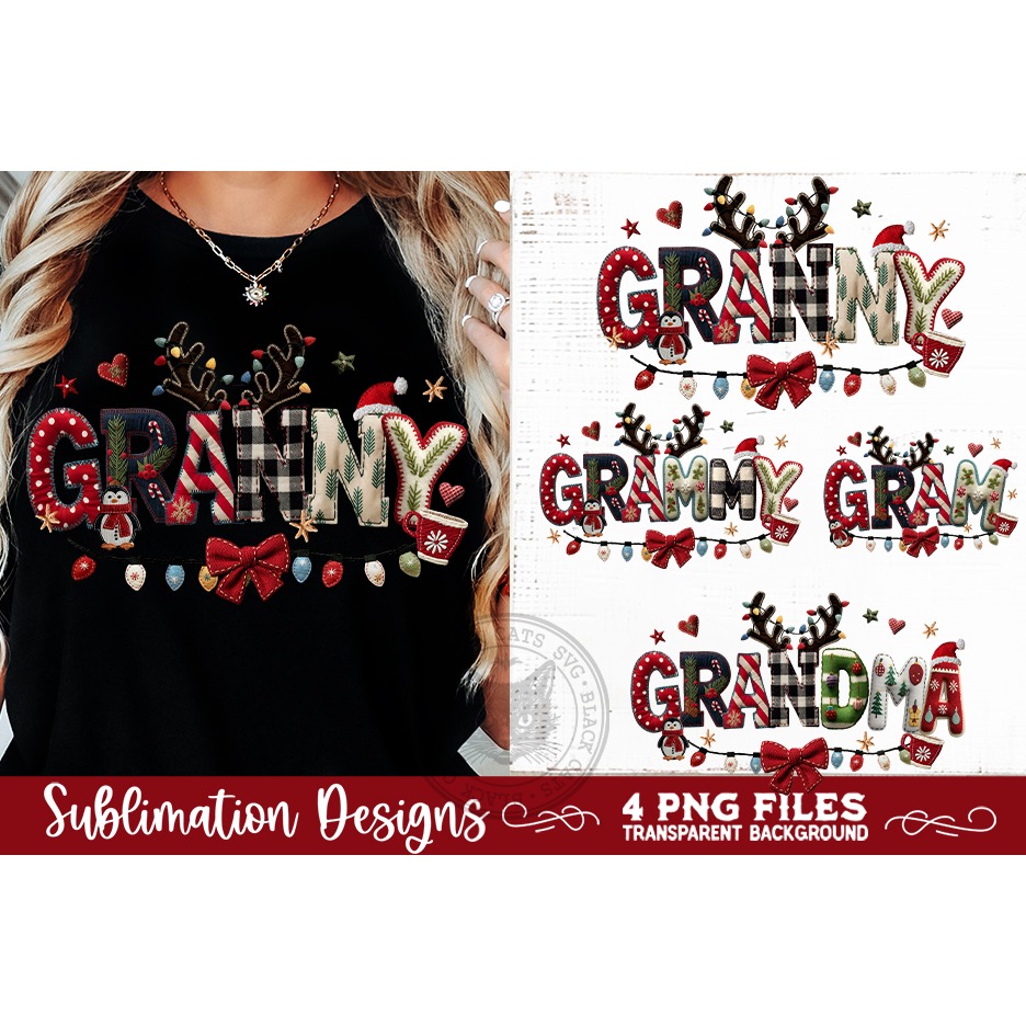 Rustic Christmas Names GRANNY, GRAMMY, GRAM & GRANDMA PNGs 6