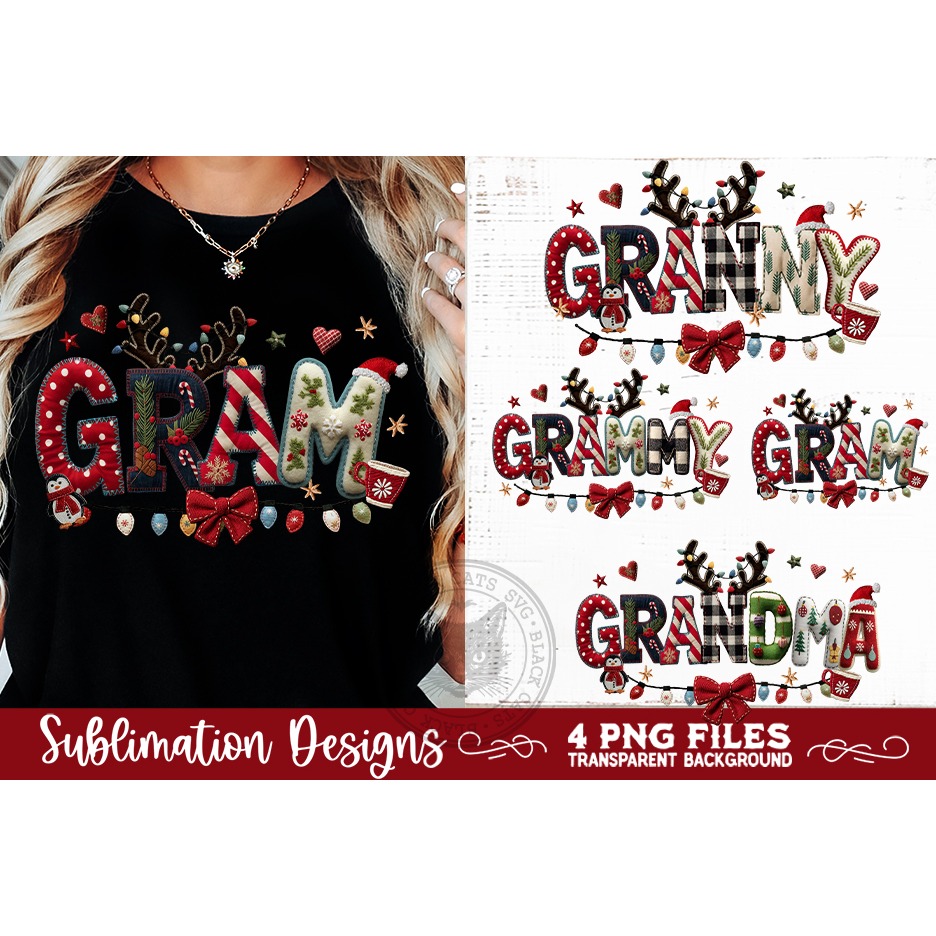 Rustic Christmas Names GRANNY, GRAMMY, GRAM & GRANDMA PNGs 7
