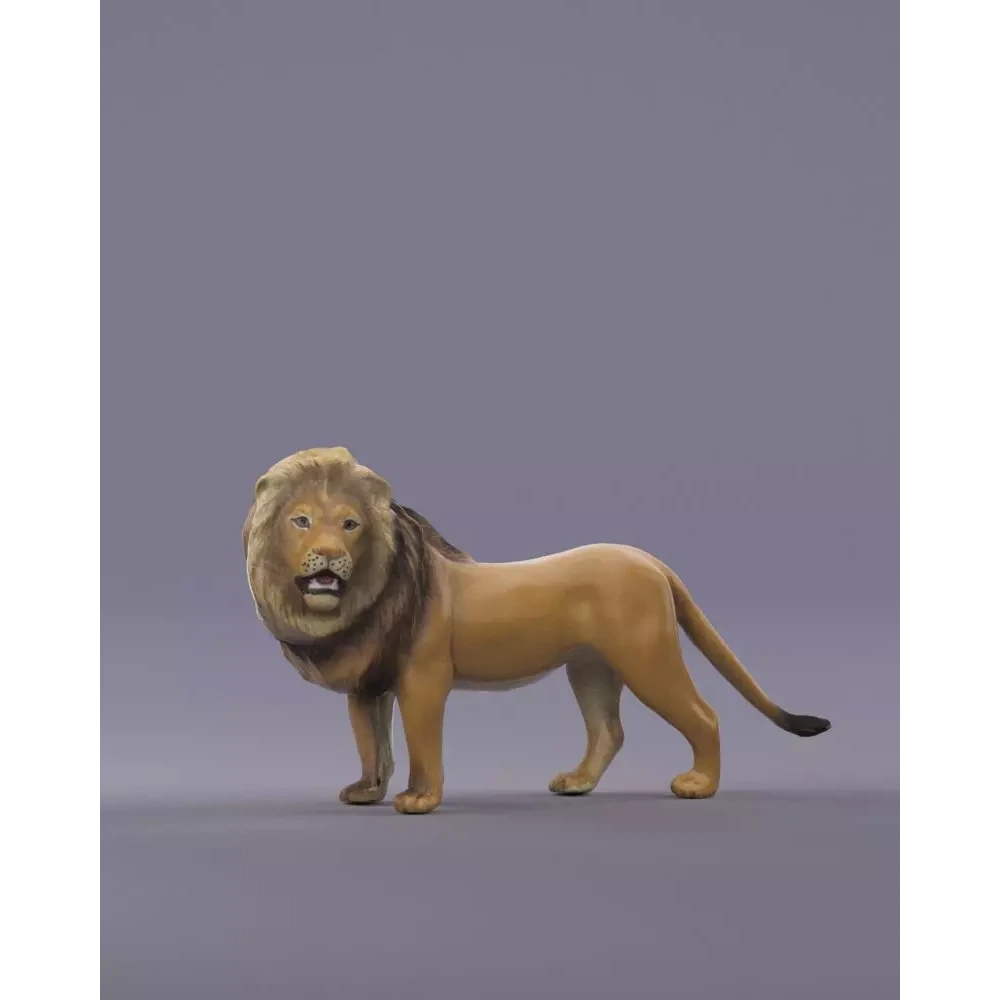 S00054 Realistic African Lion Sculpture Lowpoly Free low-poly 3D model