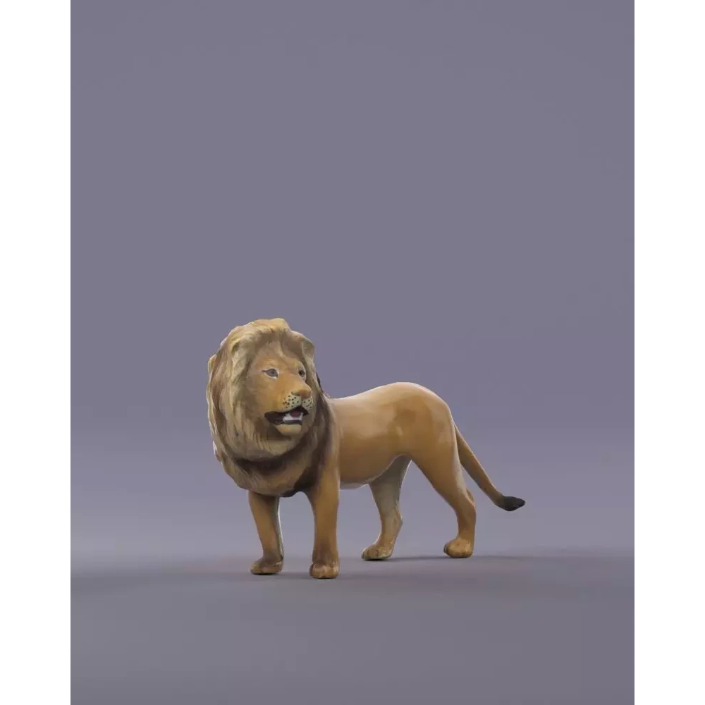 S00054 Realistic African Lion Sculpture Lowpoly Free low-poly 3D model 2