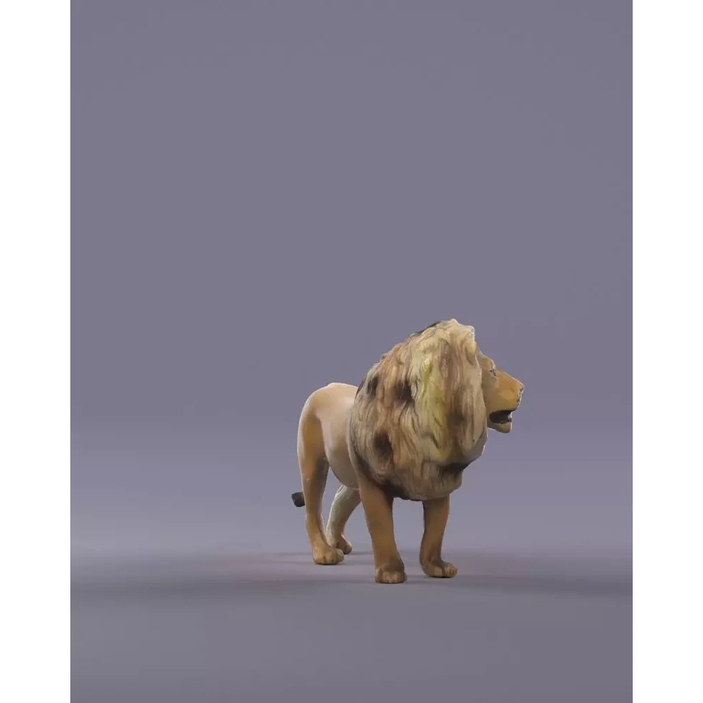 S00054 Realistic African Lion Sculpture Lowpoly Free low-poly 3D model 3