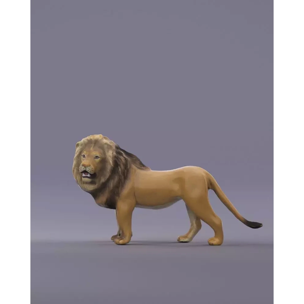 S00054 Realistic African Lion Sculpture Lowpoly Free low-poly 3D model 6