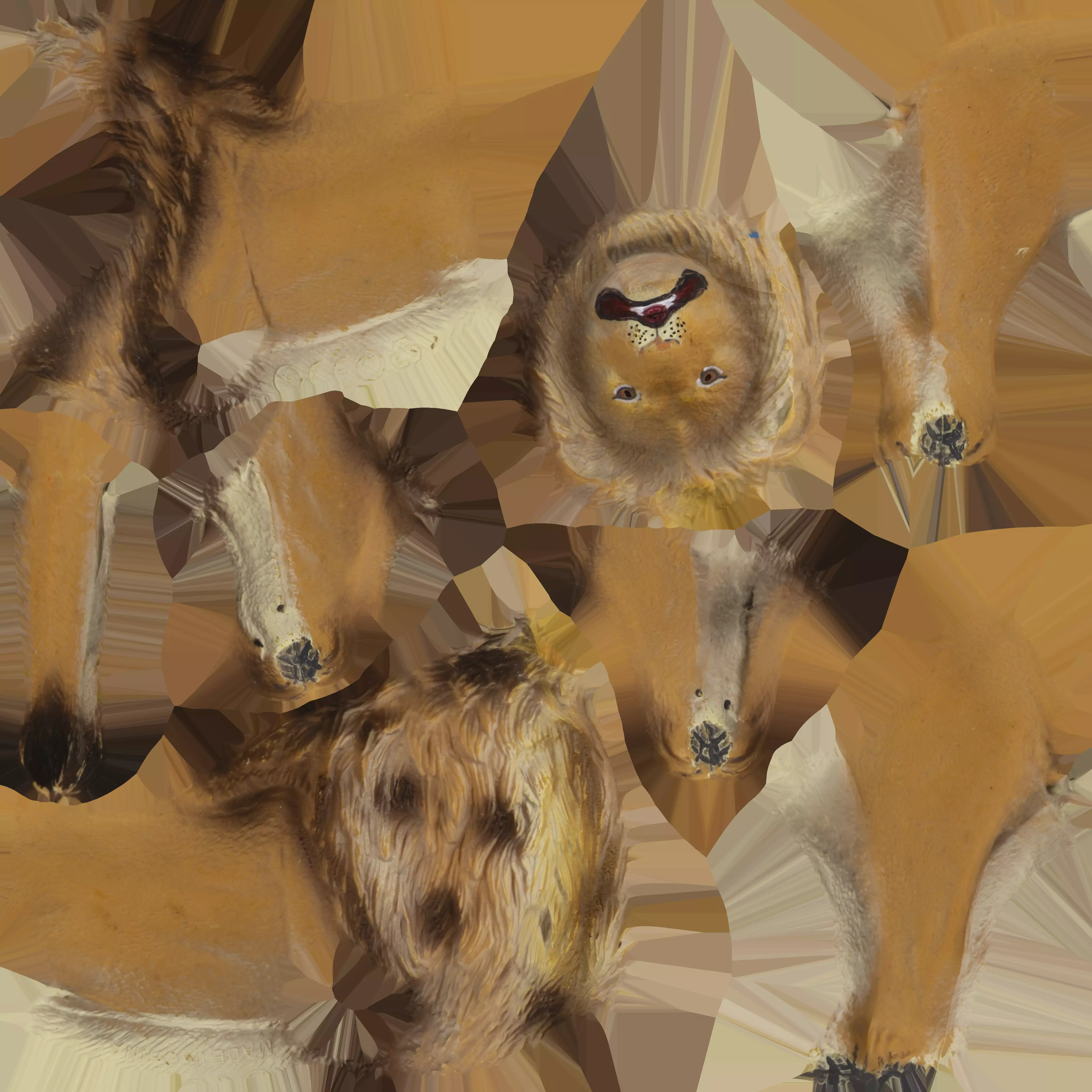 S00054 Realistic African Lion Sculpture Lowpoly Free low-poly 3D model 7