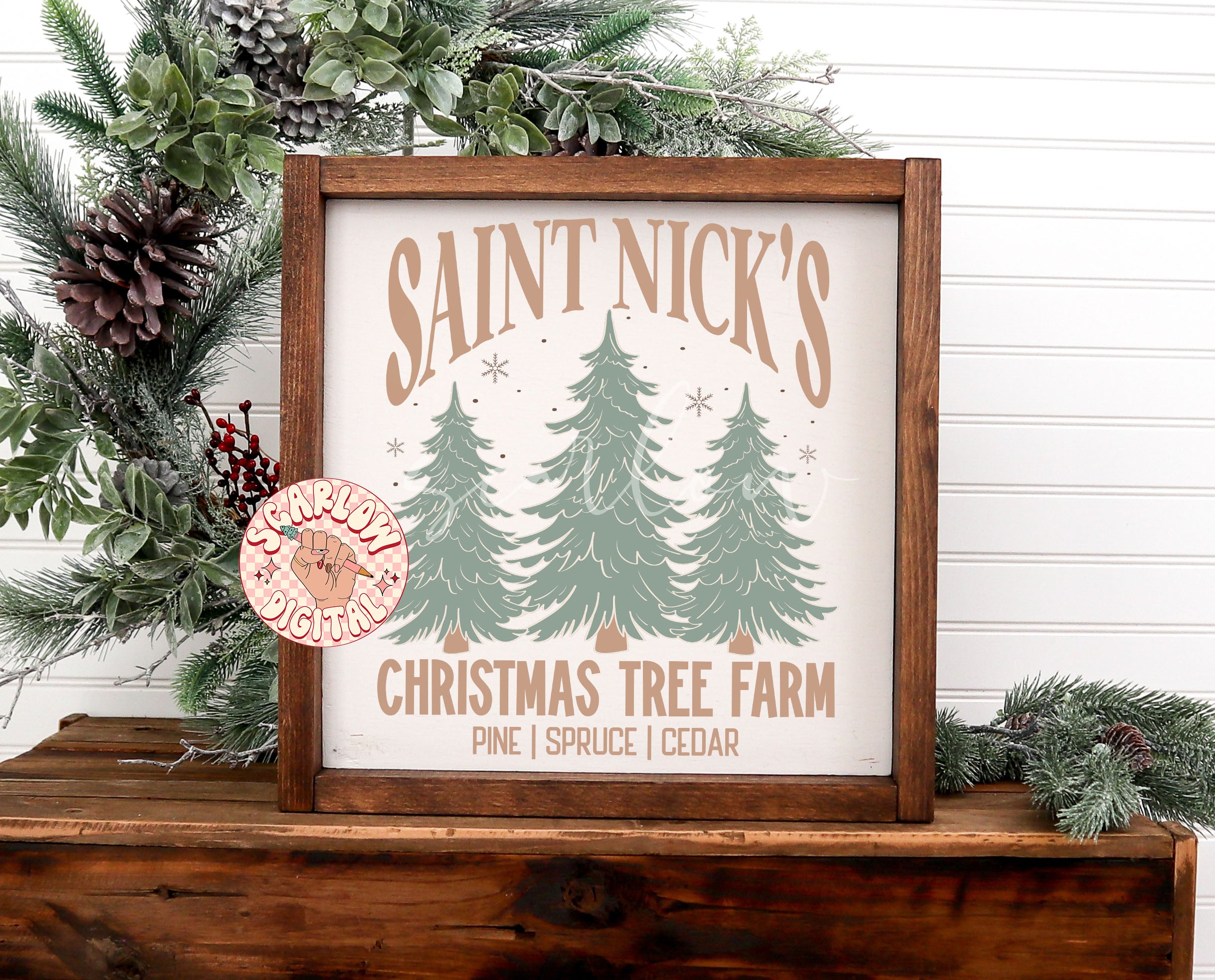 Saint Nick's Christmas Tree Farm PNG Digital Design 3