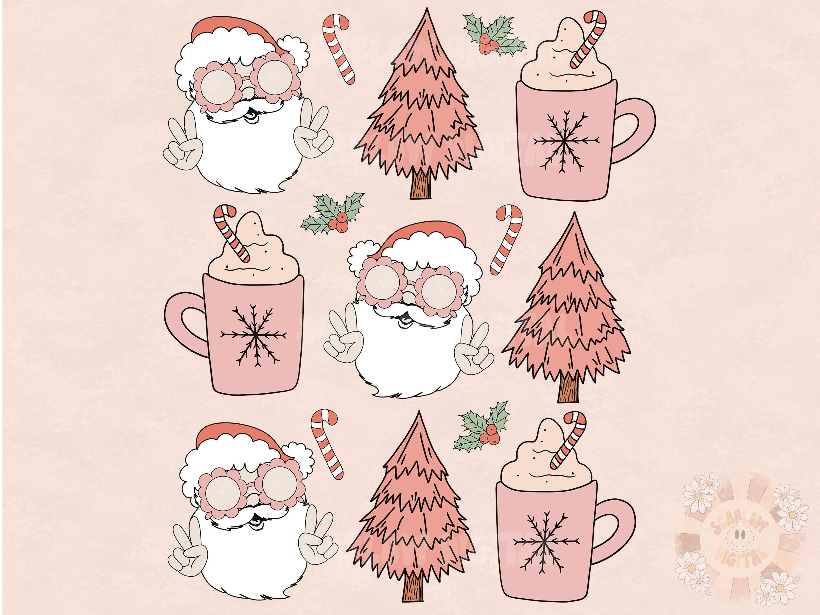 Santa Claus Doodles PNG Digital Design