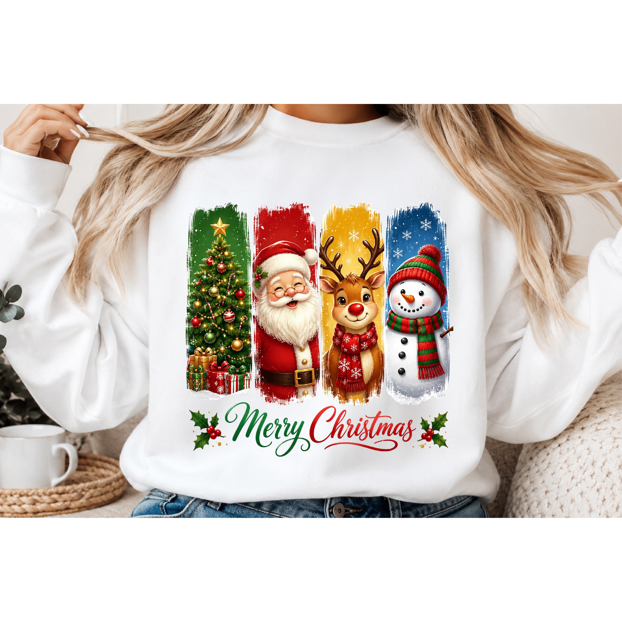 Santa Reindeer Snowman Christmas Tree PNG 2